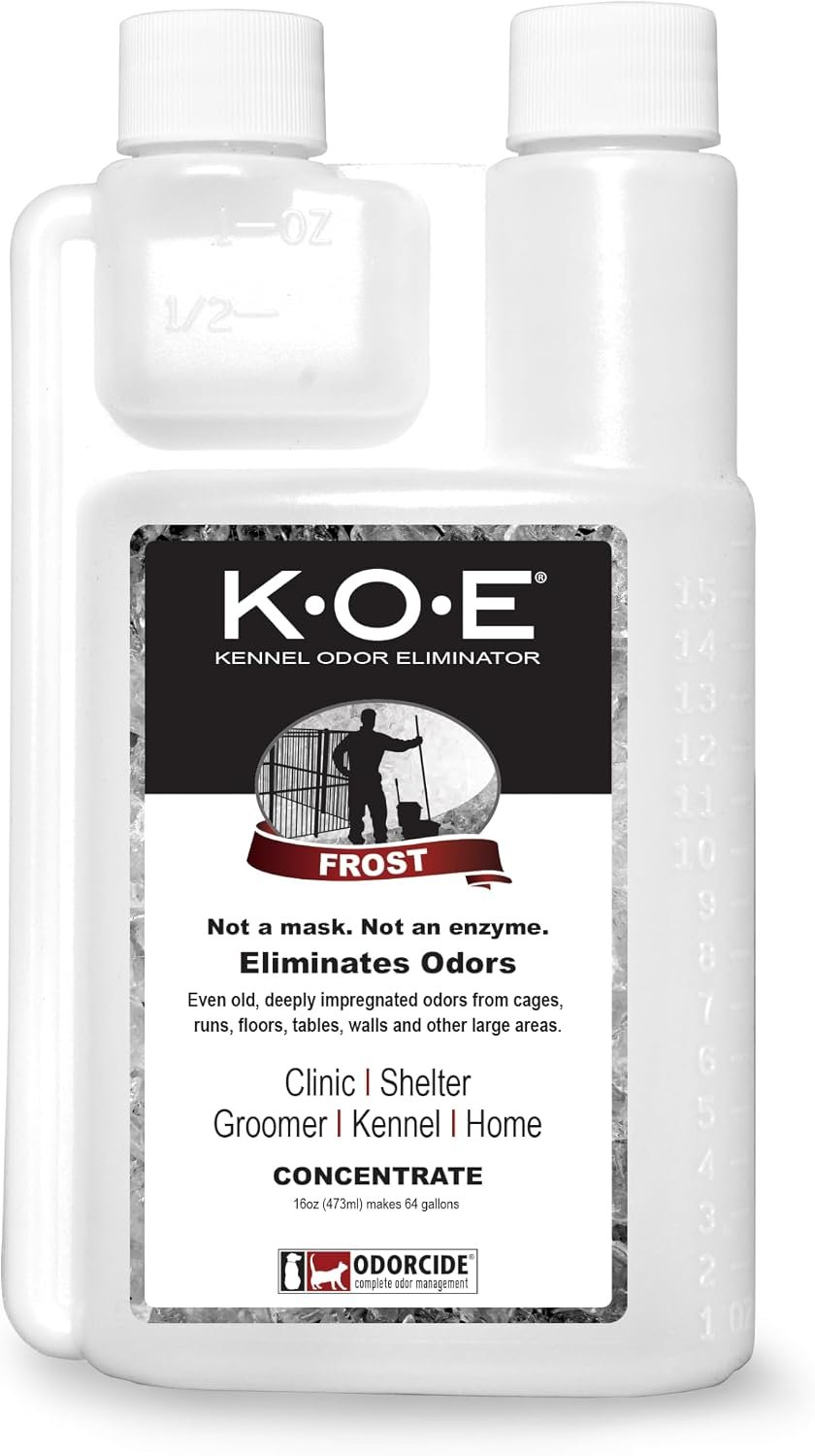 Odorcide K.O.E Kennel Odor Eliminator Concentrate – For Cages, Runs & More – For Home & Kennel w/Safe, Non-Enzymatic Formula – Frost Scent -16 oz