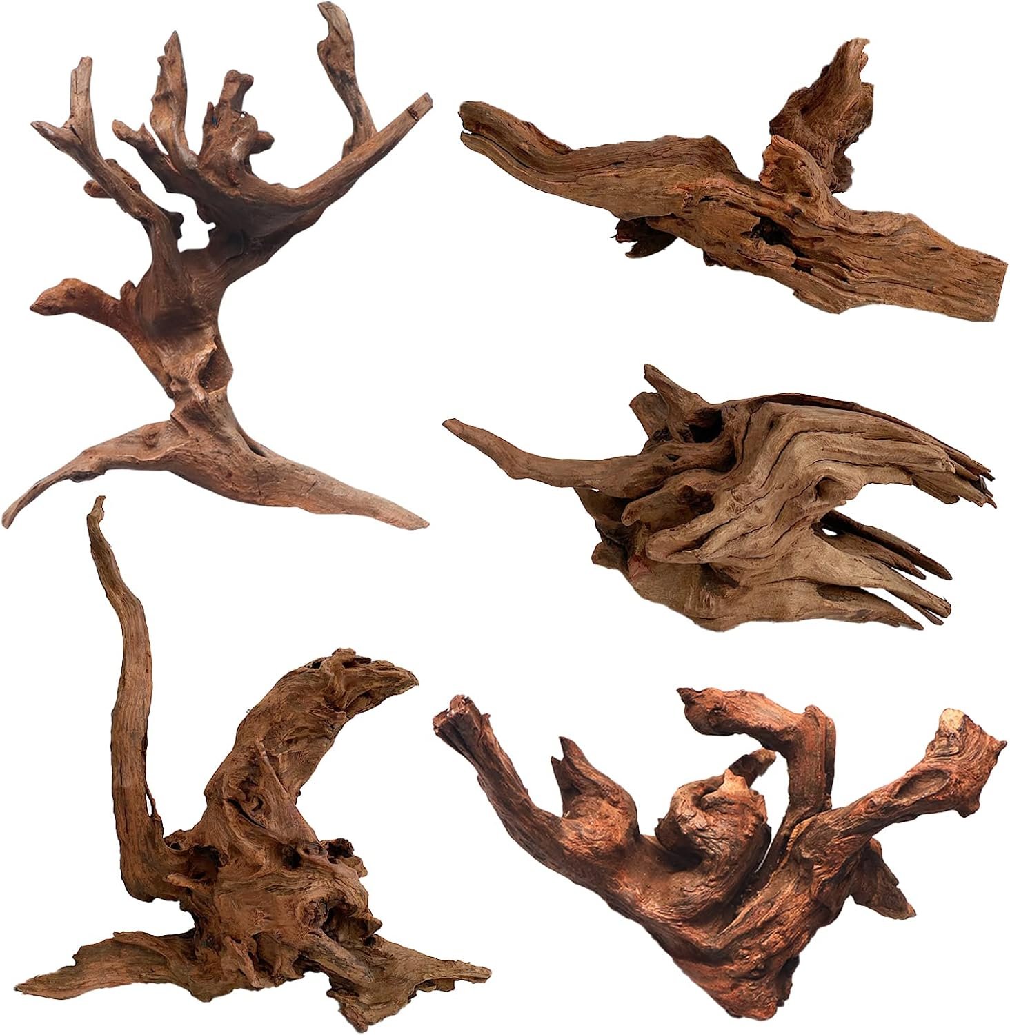Hamiledyi 5 Pcs Driftwood Branches 5.5″-8.6″ Aquarium Wood Decoration