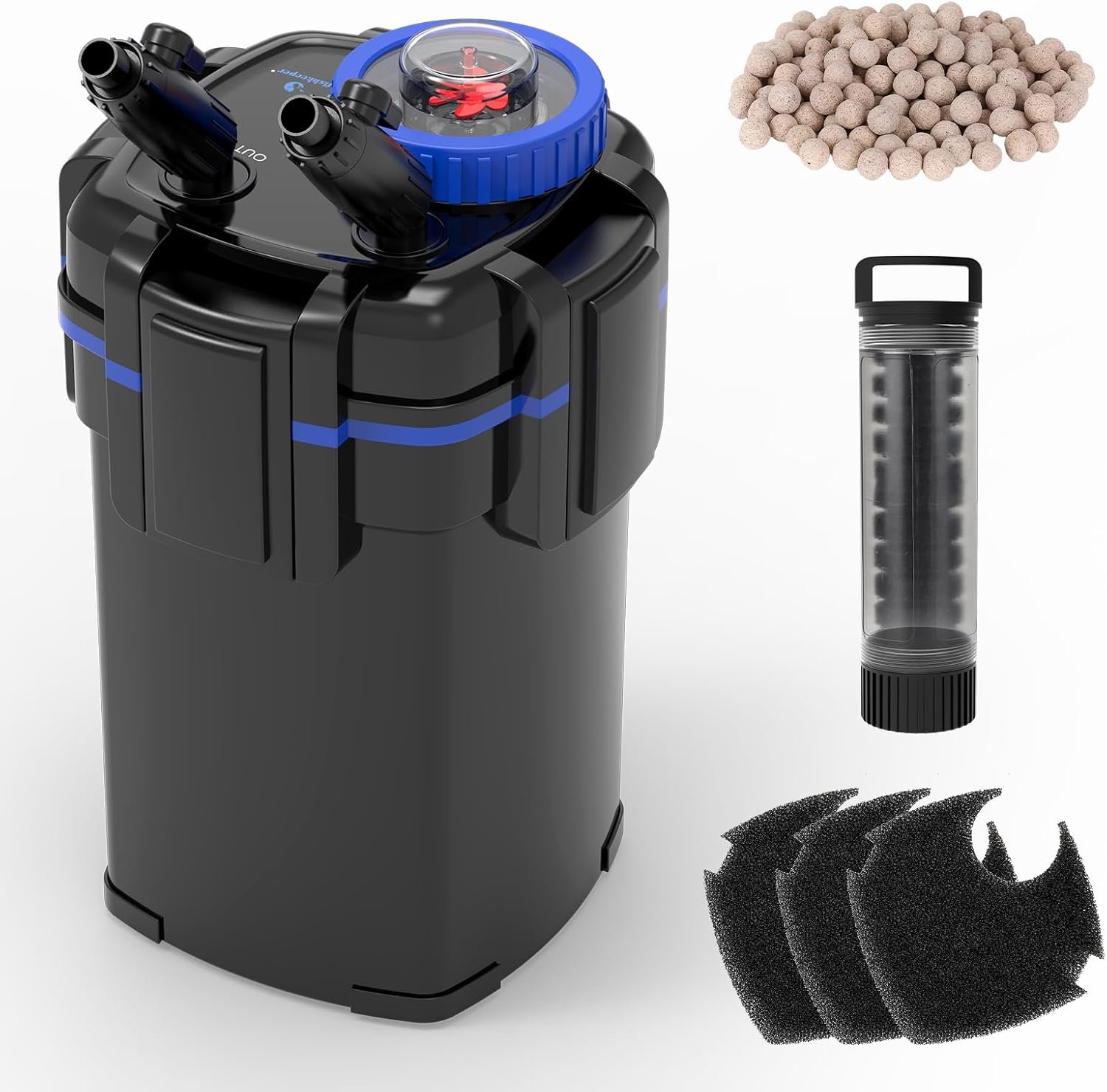 fishkeeper Canister Filter, 264GPH/1000 LPH with Prefilter Up to 35 Gallon