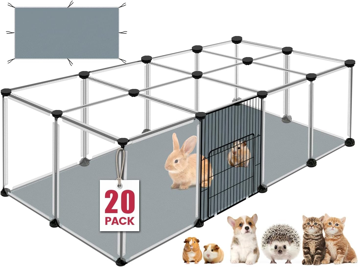 VISCOO 20 Panels Small Animals Playpen, 48″x24″x16″ Pet Playpen