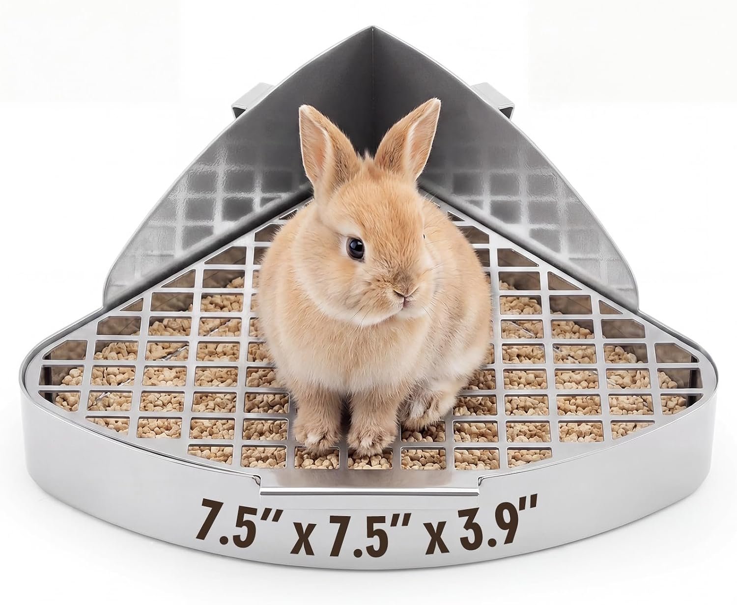 Maxcheck 7.5″ Stainless Steel Corner Small Pet Litter Box, Roomy Protective