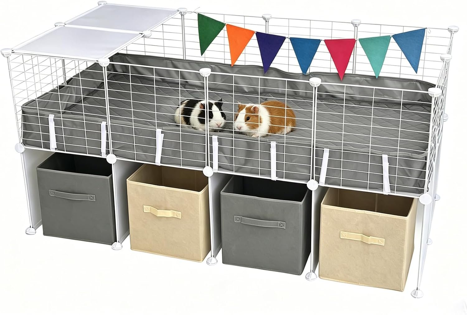 2 Story C&C Cage for Guinea Pigs with Storage,Pee Pad & Liner (56x27x27in)