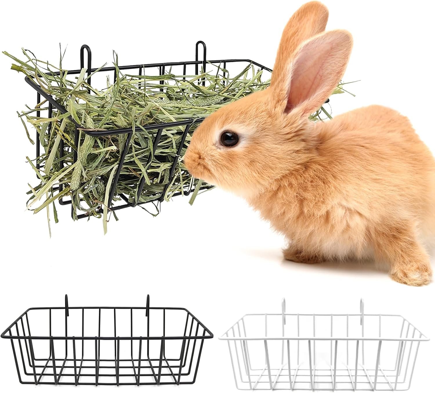 Rabbit Hay Feeder – 2Pcs Metal Hay Holder for Bunny & Guinea Pig