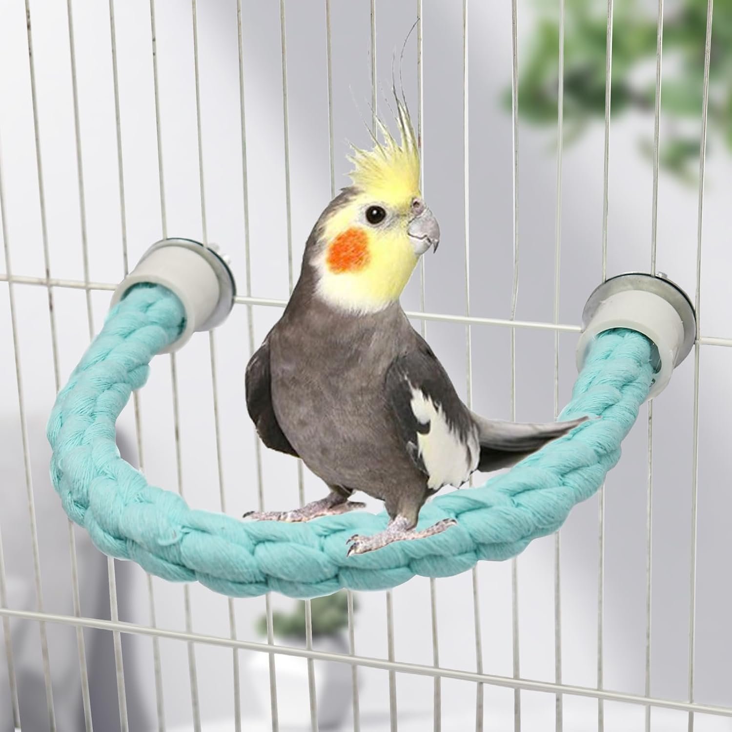 Dnoifne Bird Rope Perch, Cotton Bendable Parrot Perch Stand Toy, Bird Standing Climbing Rope, Bird Cage Accessory, Suitable for Small Birds Parrot Parakeet Budgies Cockatiels Lovebirds (22″/55 CM)