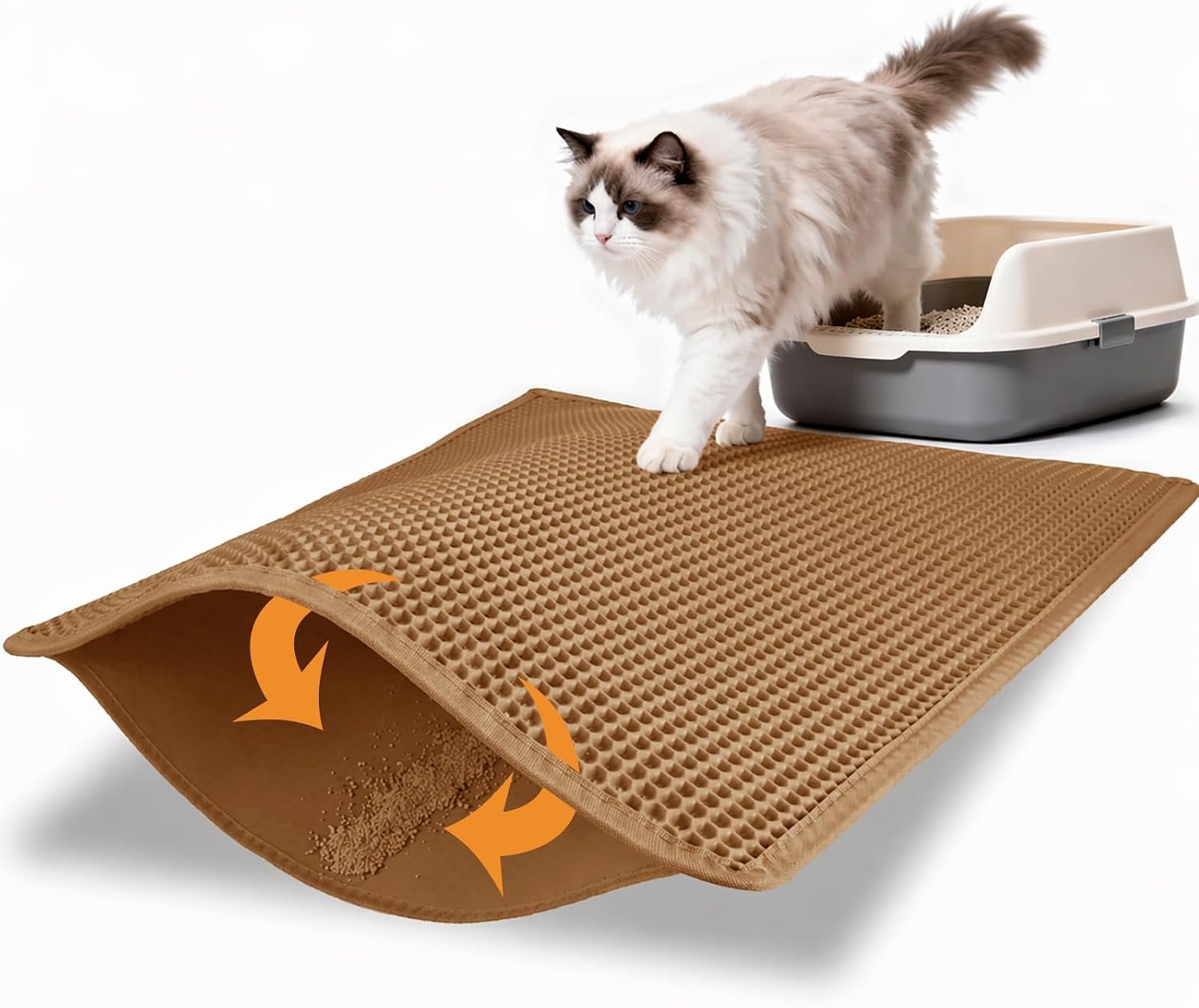 Pieviev Litter Mat, Double-Layer Waterproof Litter Trap, 30″ x 24″ Brown