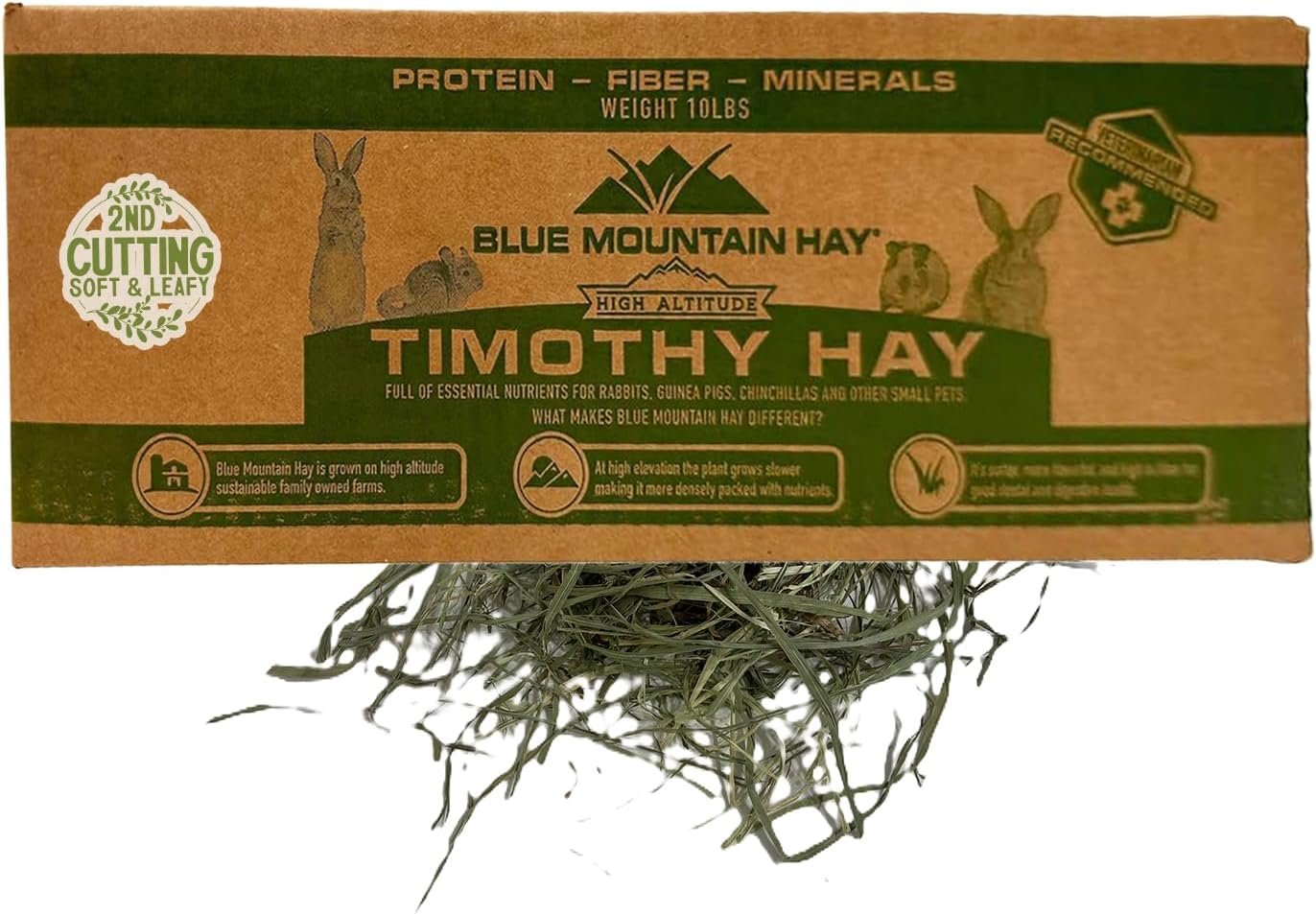 Blue Mountain Hay 2nd Cutting Timothy Hay, High Fiber Feed Blend, 10lb