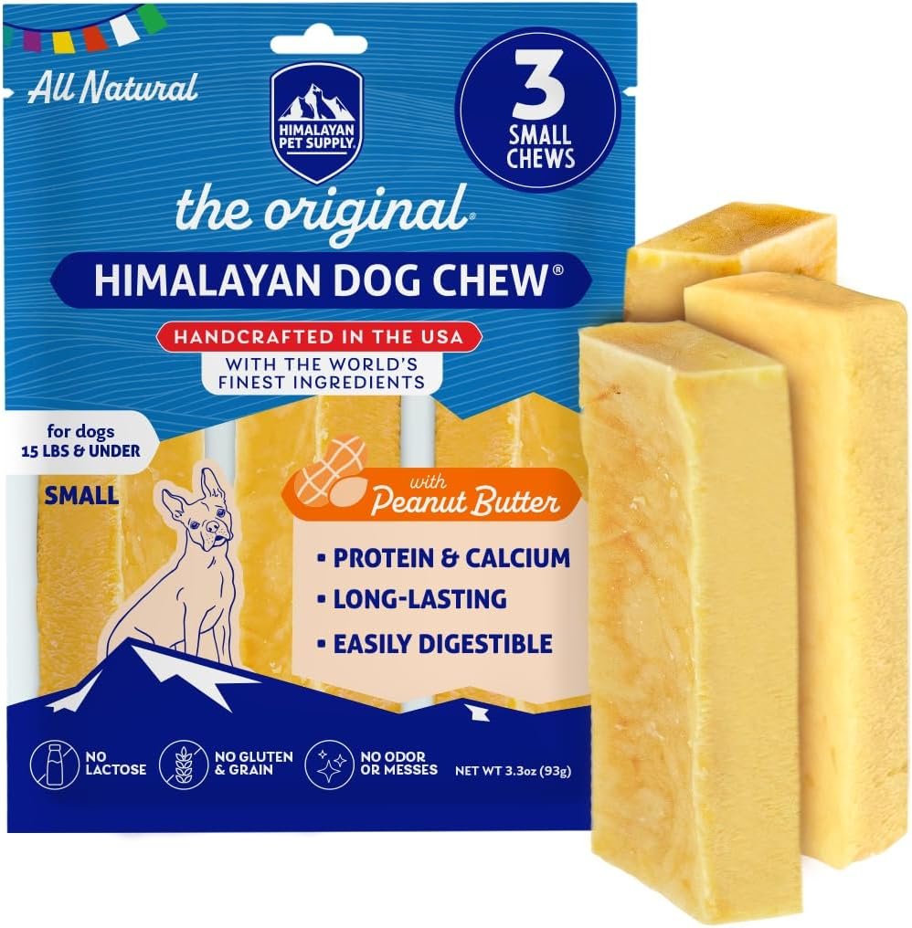 Himalayan Dog Chew, Peanut Butter Yak Cheese Dog Chew, 3 Small Yak Chews