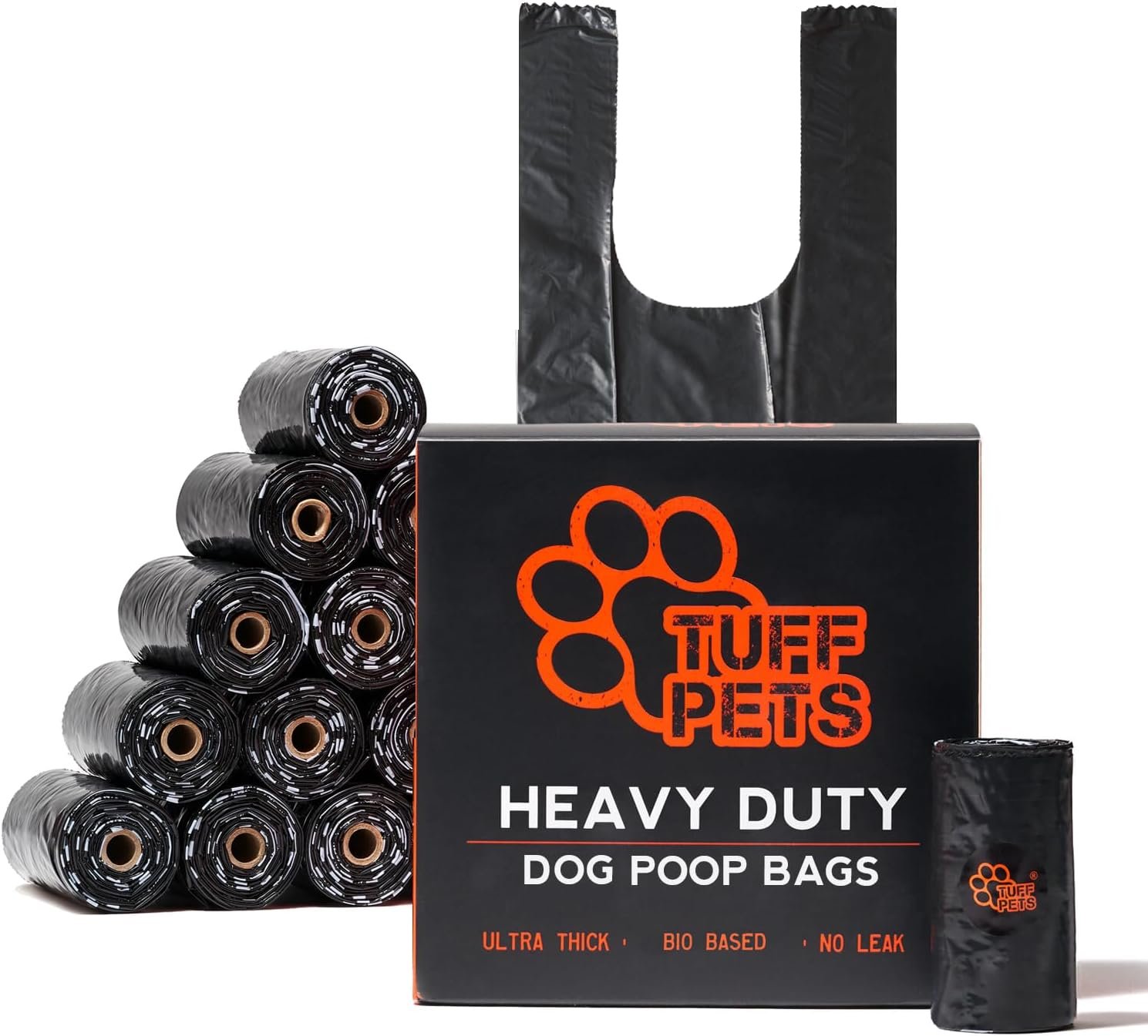 Tuff Pets Dog Poop Bags Rolls with Handles, Extra Thick Poop Bags for Dogs