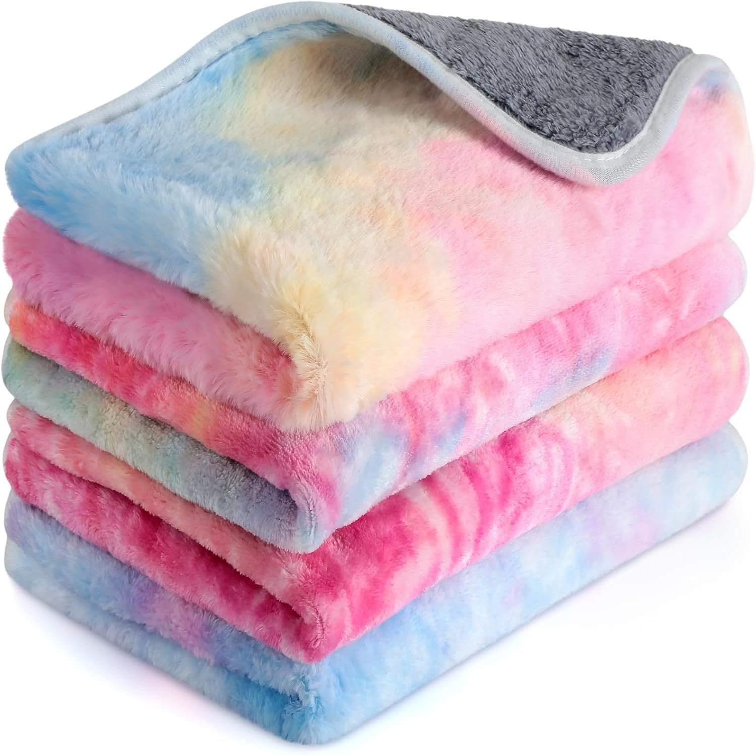 Reginary 4 Pcs Guinea Pig Fleece Cage Liners, Tie Dye, 24 x 16 Inch
