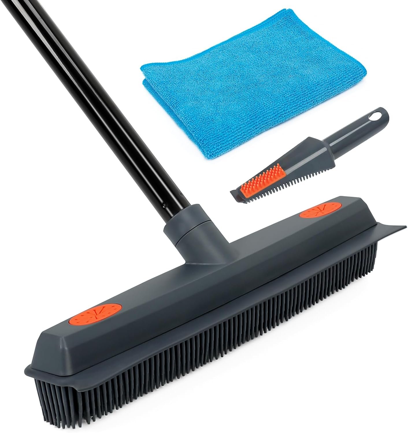MAVRIZ Pet Hair Removal Broom on Carpet, Rubber Broom for Hardwood Floor – Fur Remover Broom with Squeegee