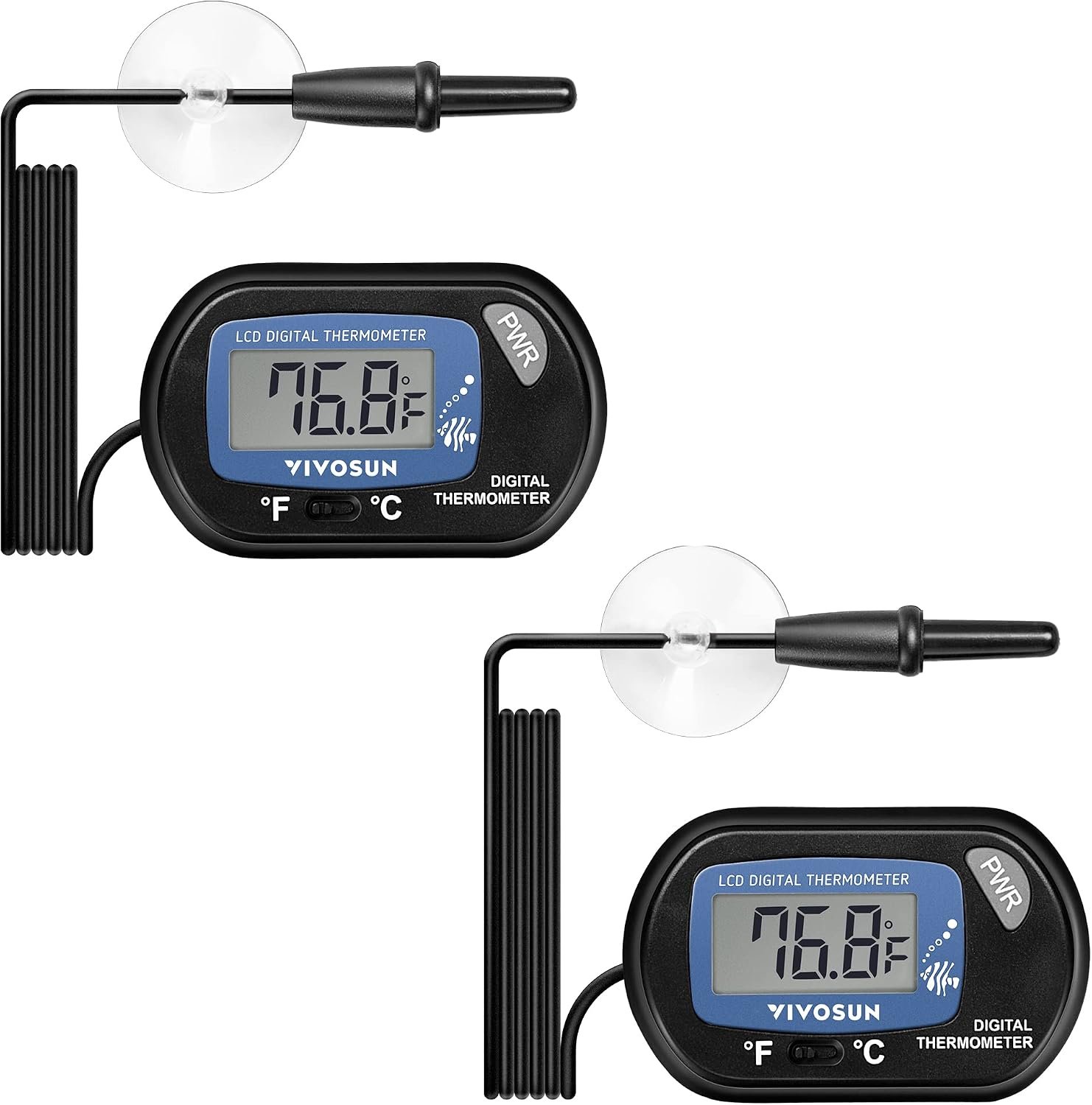 VIVOSUN 2-Pack LCD Digital Aquarium Thermometer