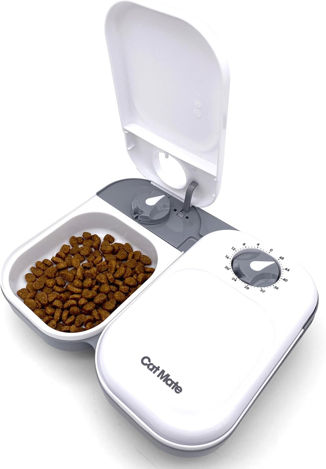 Cat Mate 2-Meal Automatic Feeder, 400g Per Bowl, Wet & Dry Food, White