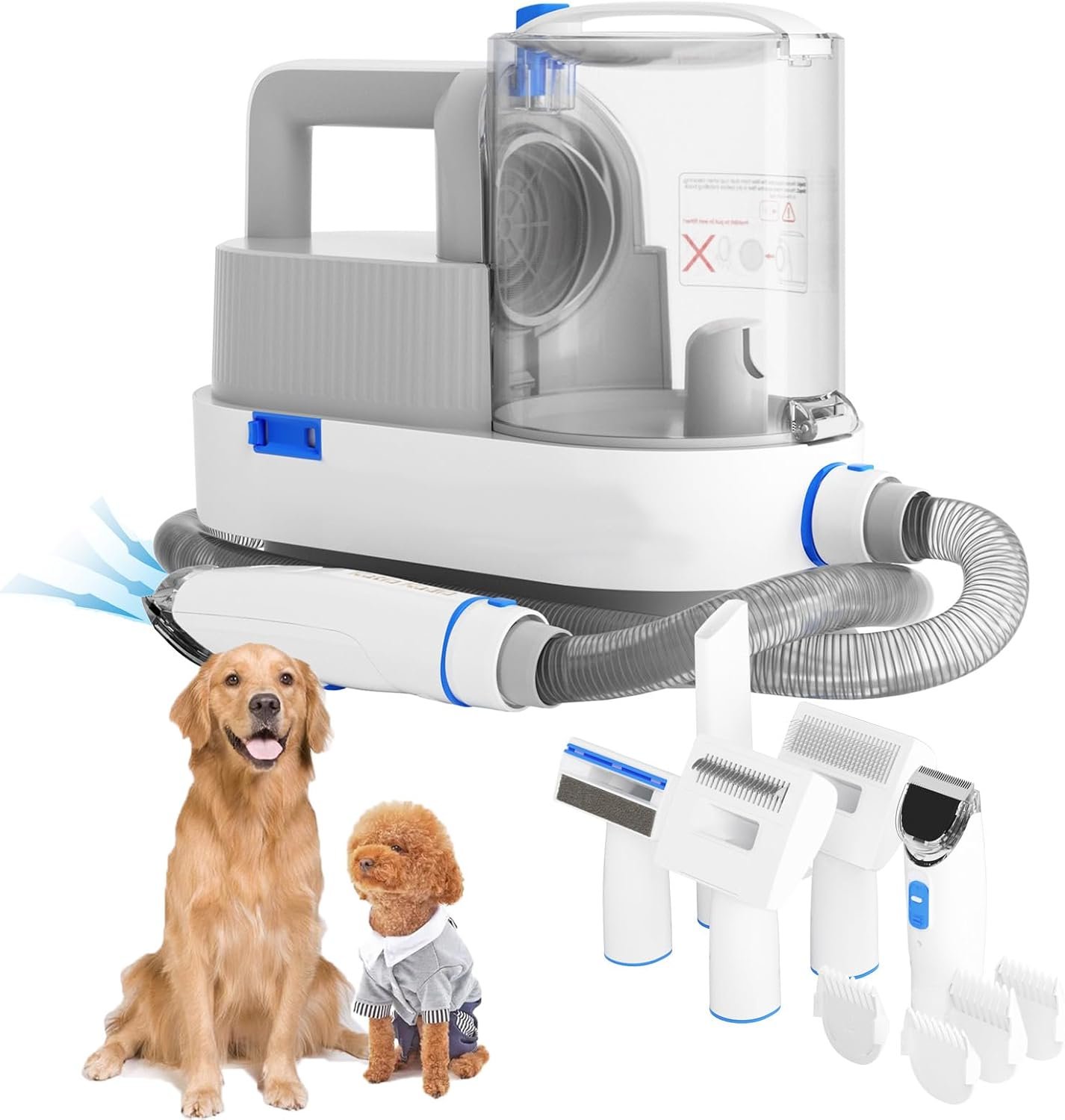 GZI Dog Grooming Vacuum Kits with Multiple Tools – Electric Clipper, Hair Dematting and Shedding, 2.5L Large Capacity Dustbin, 10Kpa Suction, Low Noise – Pet Hair Solution for Dogs and Cats Pet Gifts