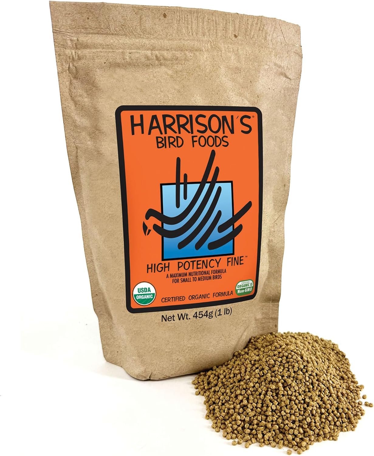 Harrison’s Bird Foods High Potency Fine, Certified Organic Non-GMO Diet 1lb