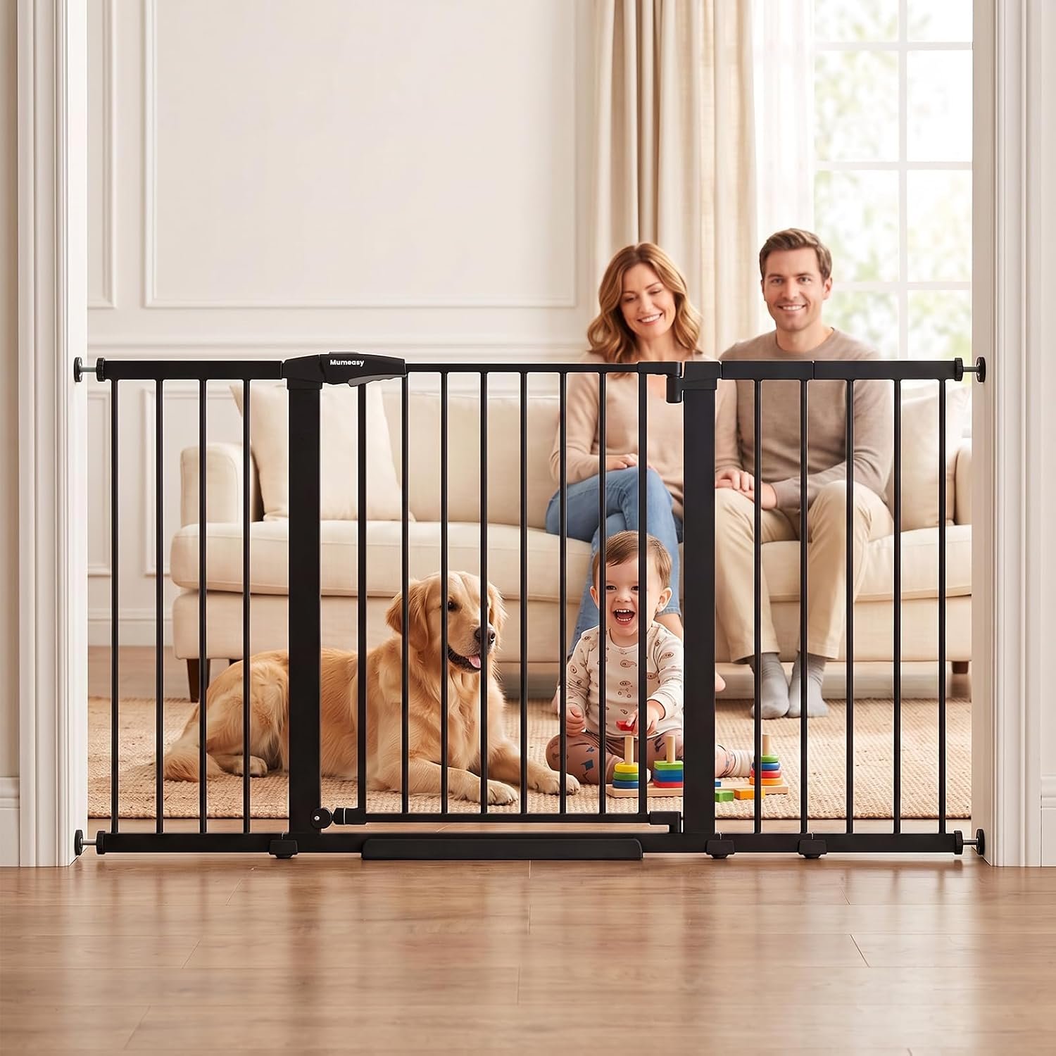 Mumeasy 29.7-57″ Extra Wide Baby Gate,Dog Gate Indoor for Doorways & Stairs
