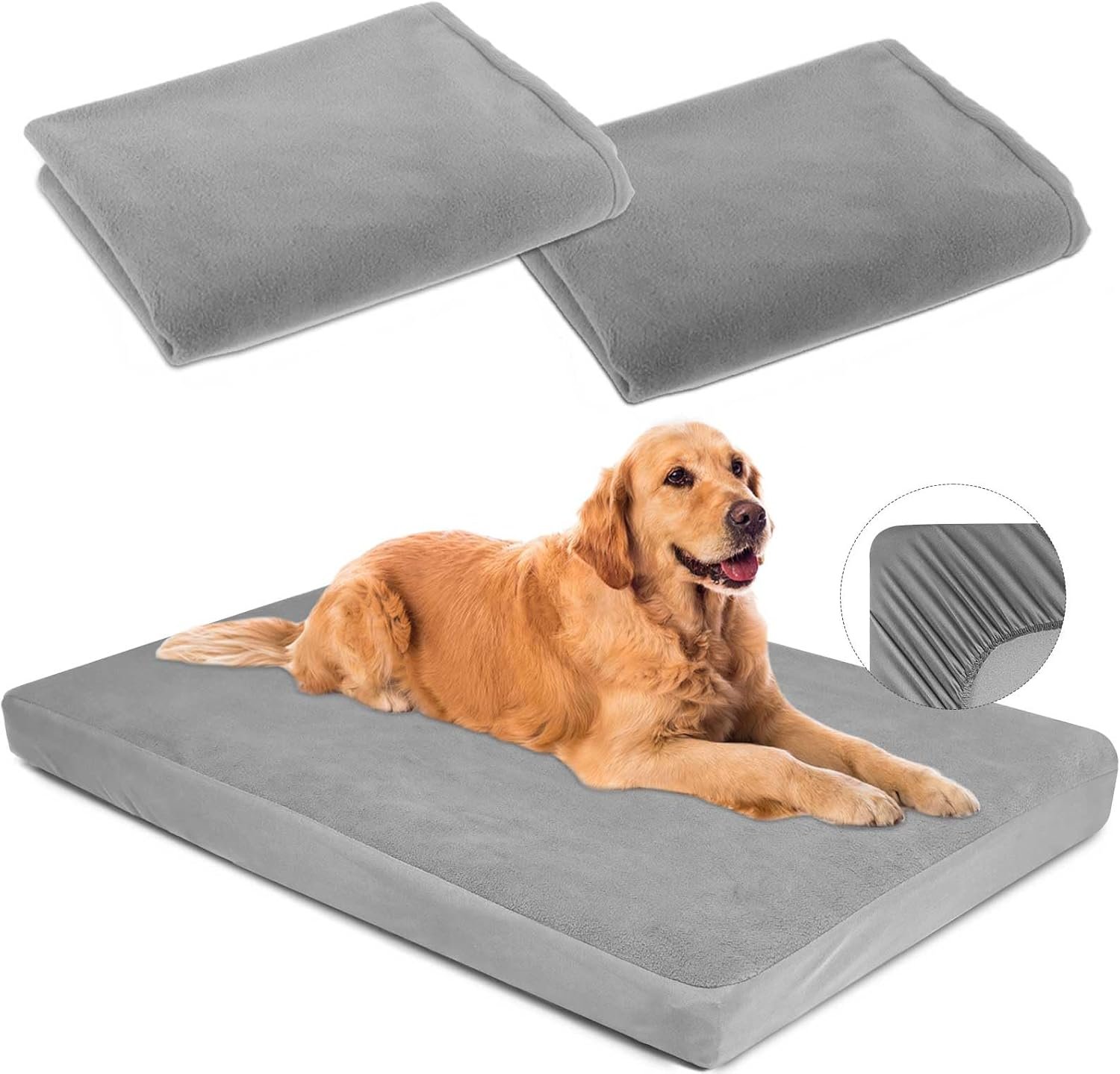 Dog Bed Covers Replacement Washable 100% Waterproof Soft Dog Bed Sheet Grey 2 Pack 20″ x 30″ XS