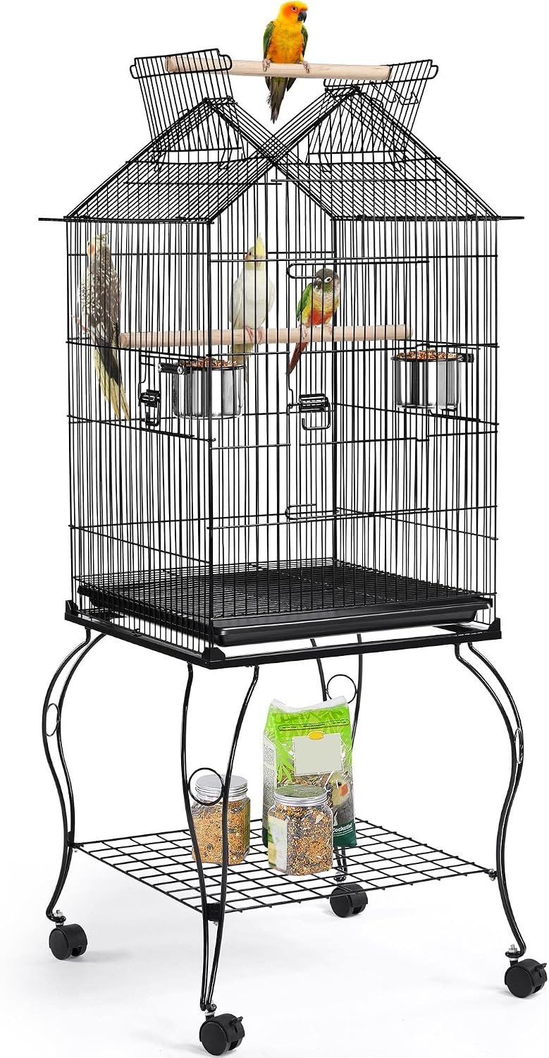 Yaheetech 57-Inch Open Top Bird Cage with Rolling Stand & Slide-Out Tray