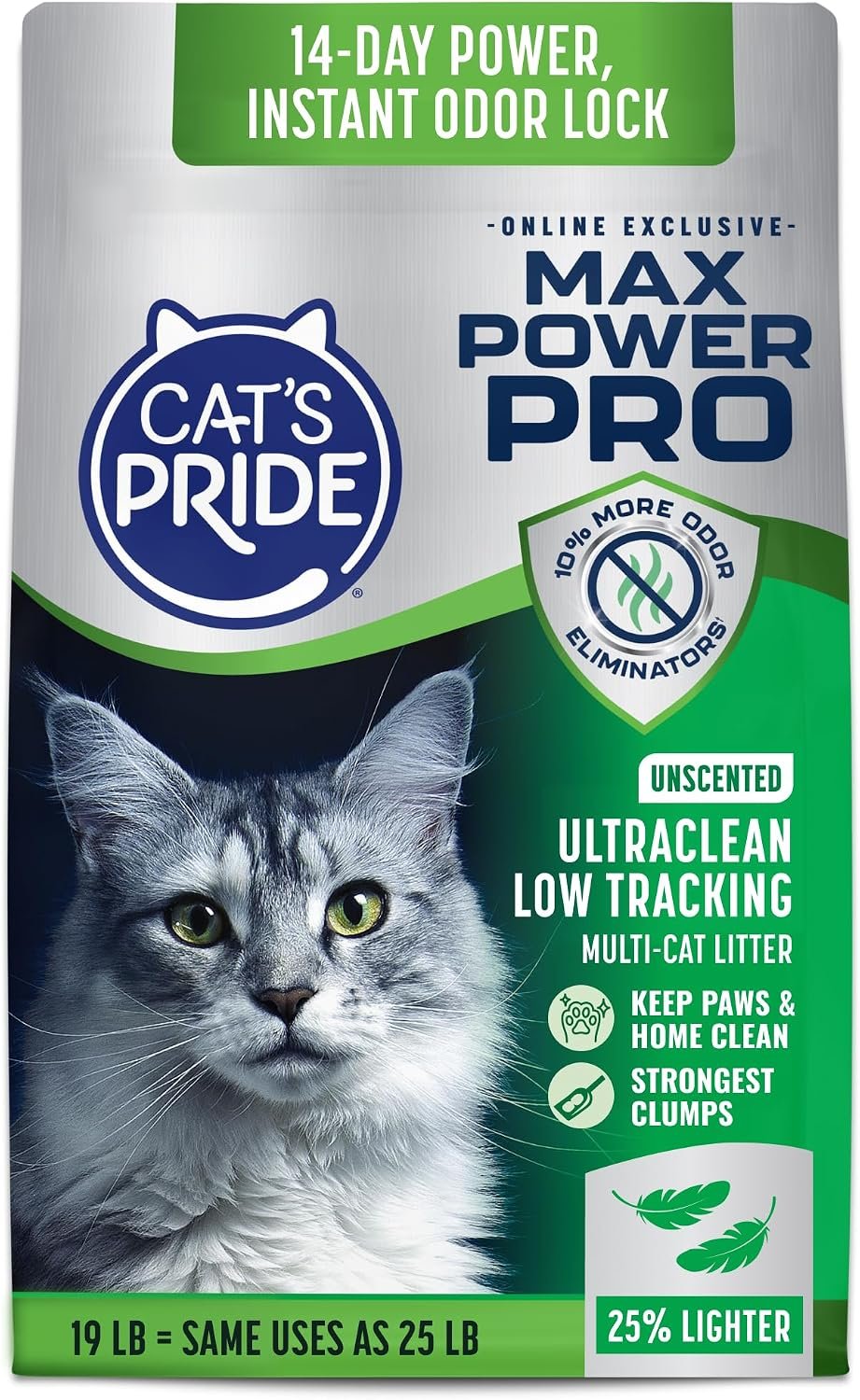 Cat’s Pride Max Power Pro Ultra Clean, Unscented Low Tracking Litter 19lb