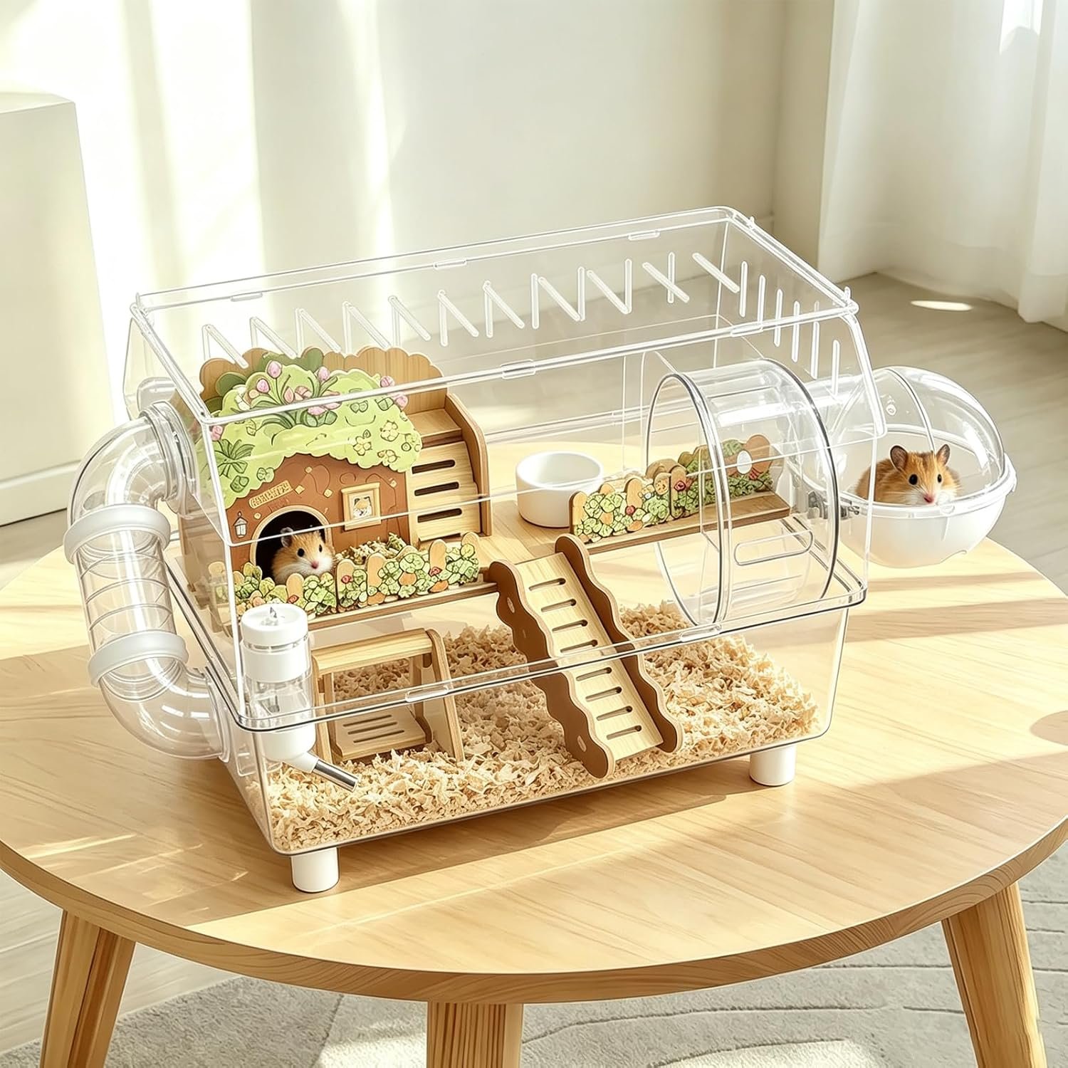 Acrylic Hamster Cage 2 Tier 23 Inch with Transparent Base
