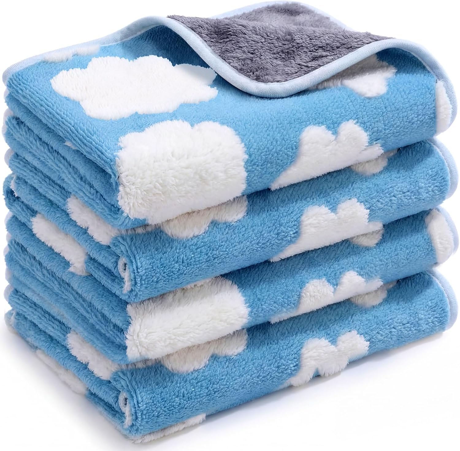 Reginary 4 Pcs Guinea Pig Fleece Cage Liners, White Clouds, 24 x 16 Inch