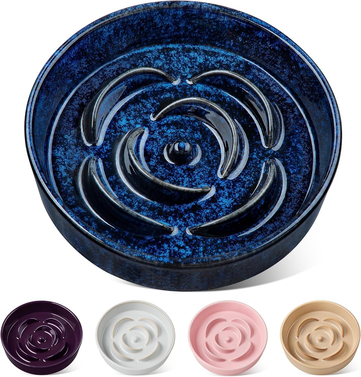 vancasso Slow Feeder Dog Bowl, 1.5 Cup Ceramic Puzzle Dish for Medium Breed