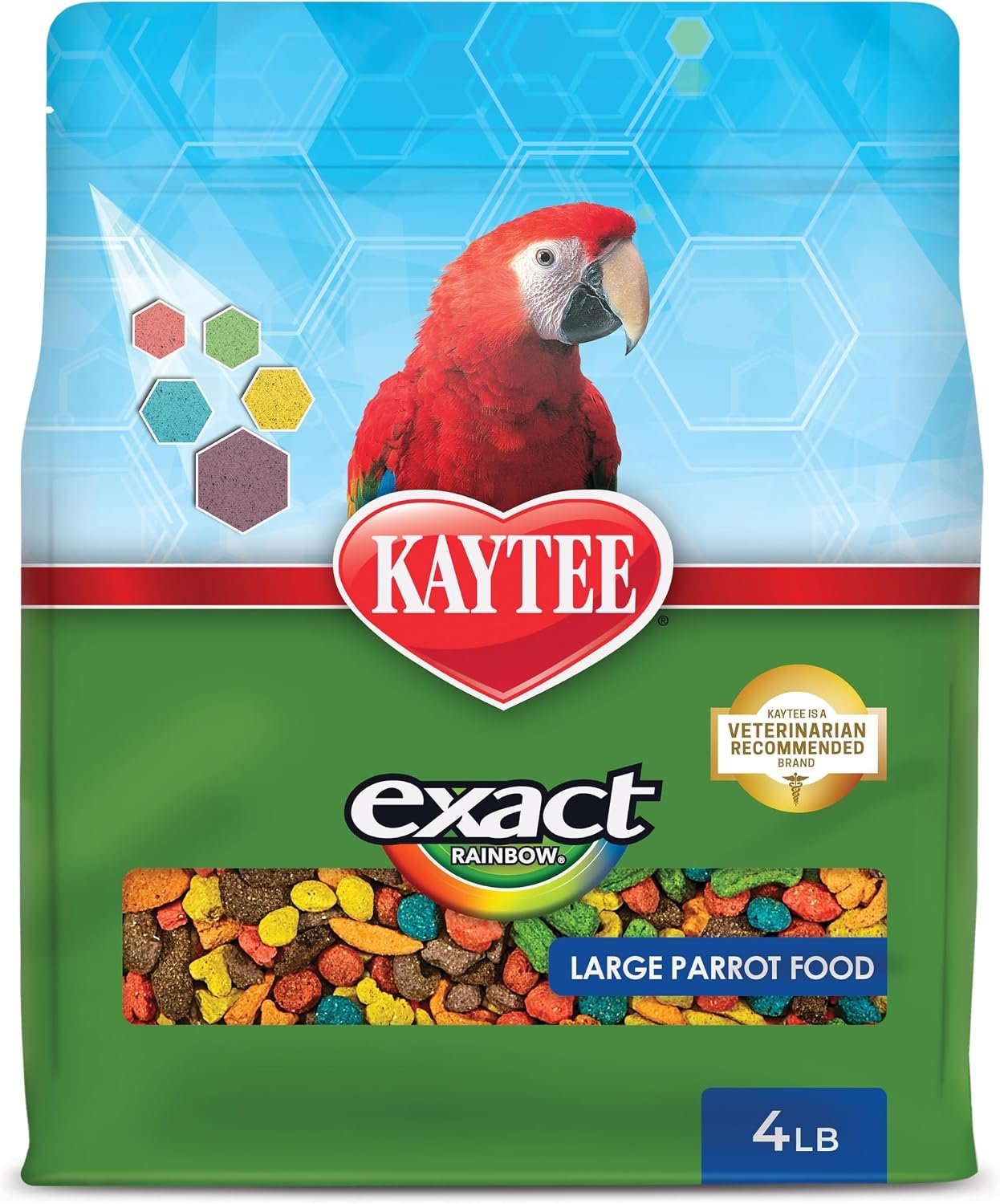 Kaytee Exact Rainbow Premium Parrot Food for Large Birds, 4 Pounds