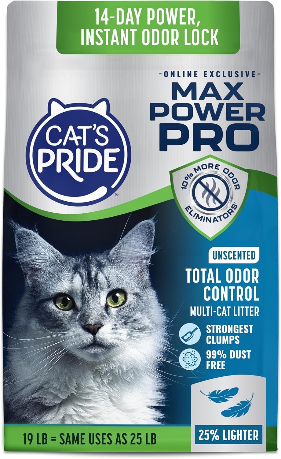 Cat’s Pride Max Power Pro, Lightweight, Unscented Clumping Litter 19lb