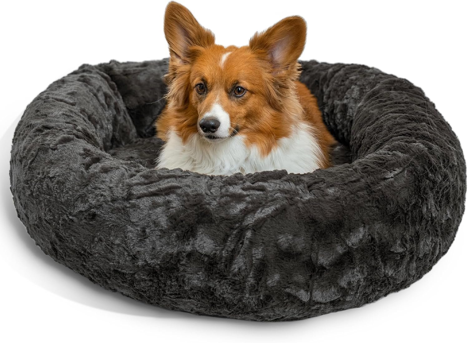 Best Friends by Sheri Original Calming Donut Dog Bed, Mink Gray, 30″