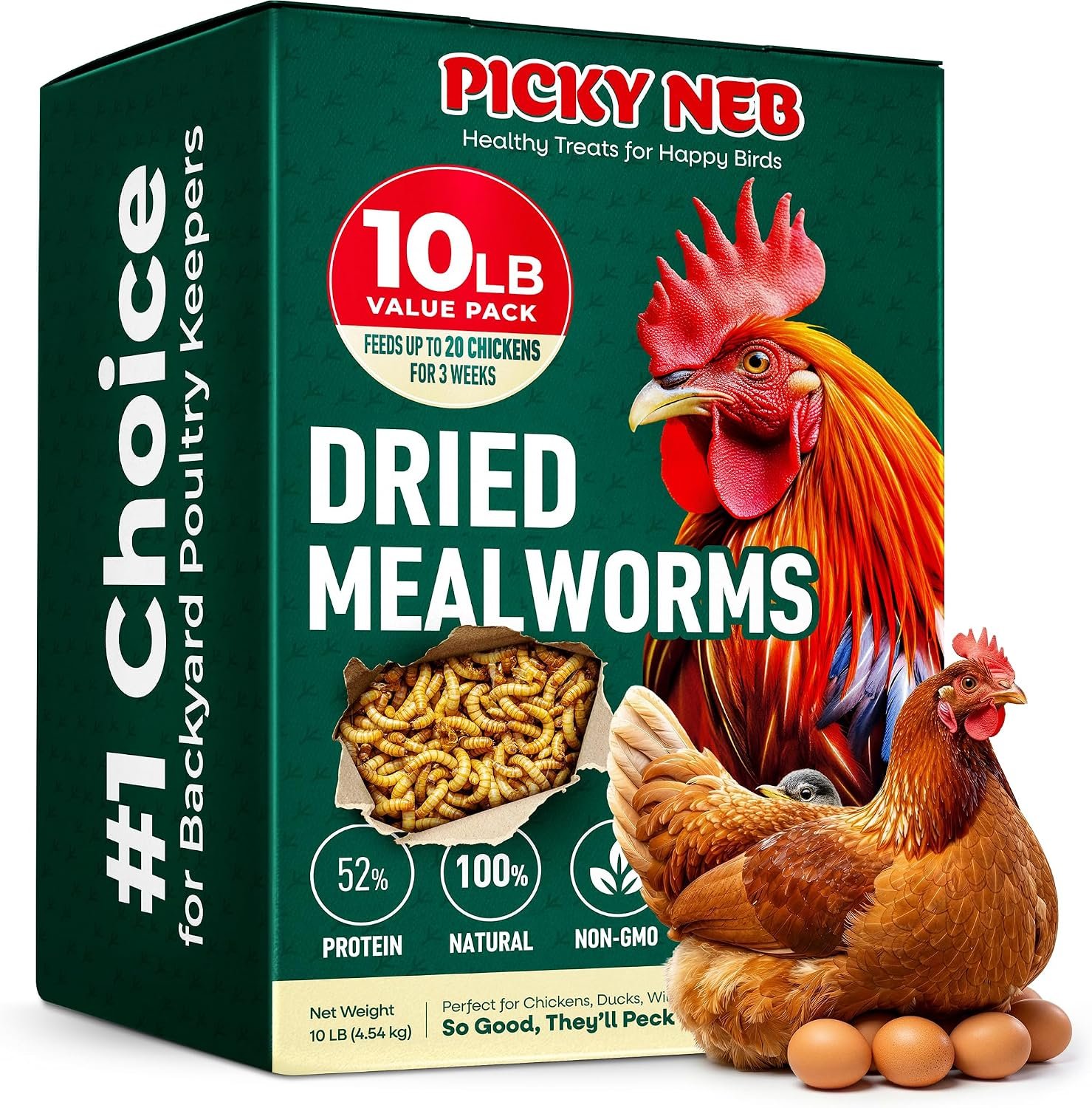 Dried Mealworms Non-GMO 10 Lb High-Protein for Chickens & Birds