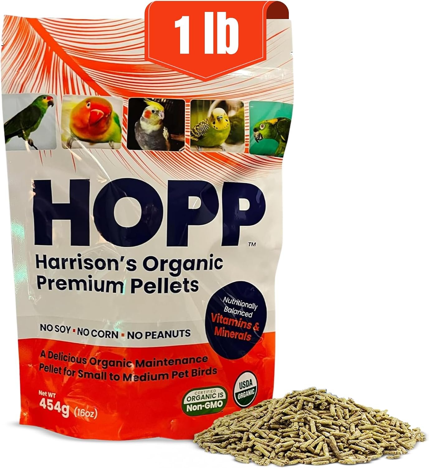 Harrison’s Organic Premium Pellets HOPP – Certified Organic, Non-GMO, 1lb