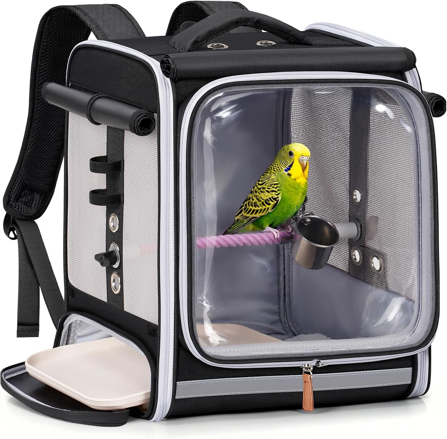 Mancro Bird Carrier Backpack for Small Birds, Cockatiel, Parrot