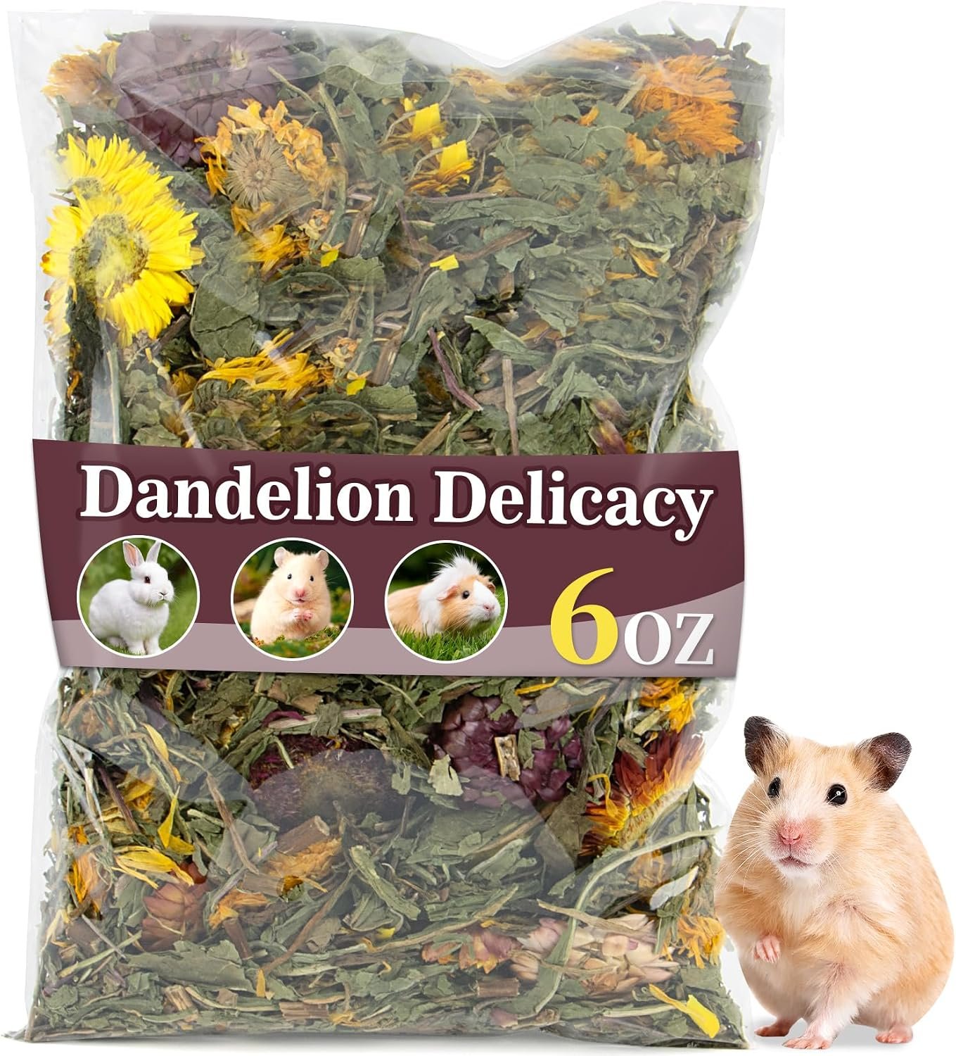RAINFLOW 6oz Dried Dandelion Forage – Natural Herb Blend for Small Pets