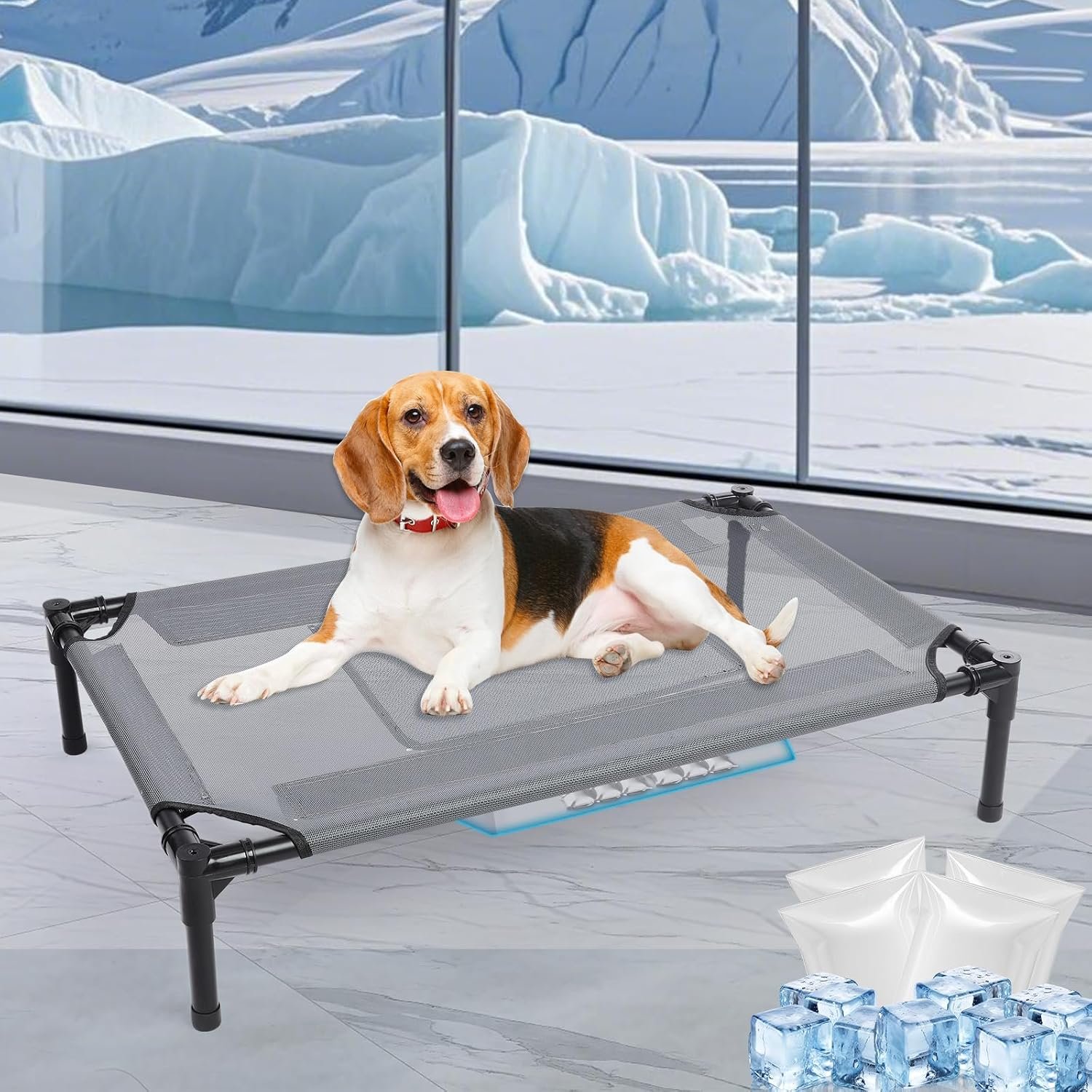 34” Outdoor Elevated Dog Bed,Raised Dogs Bed,Dog Cot,Dog Cooling Bed-Small