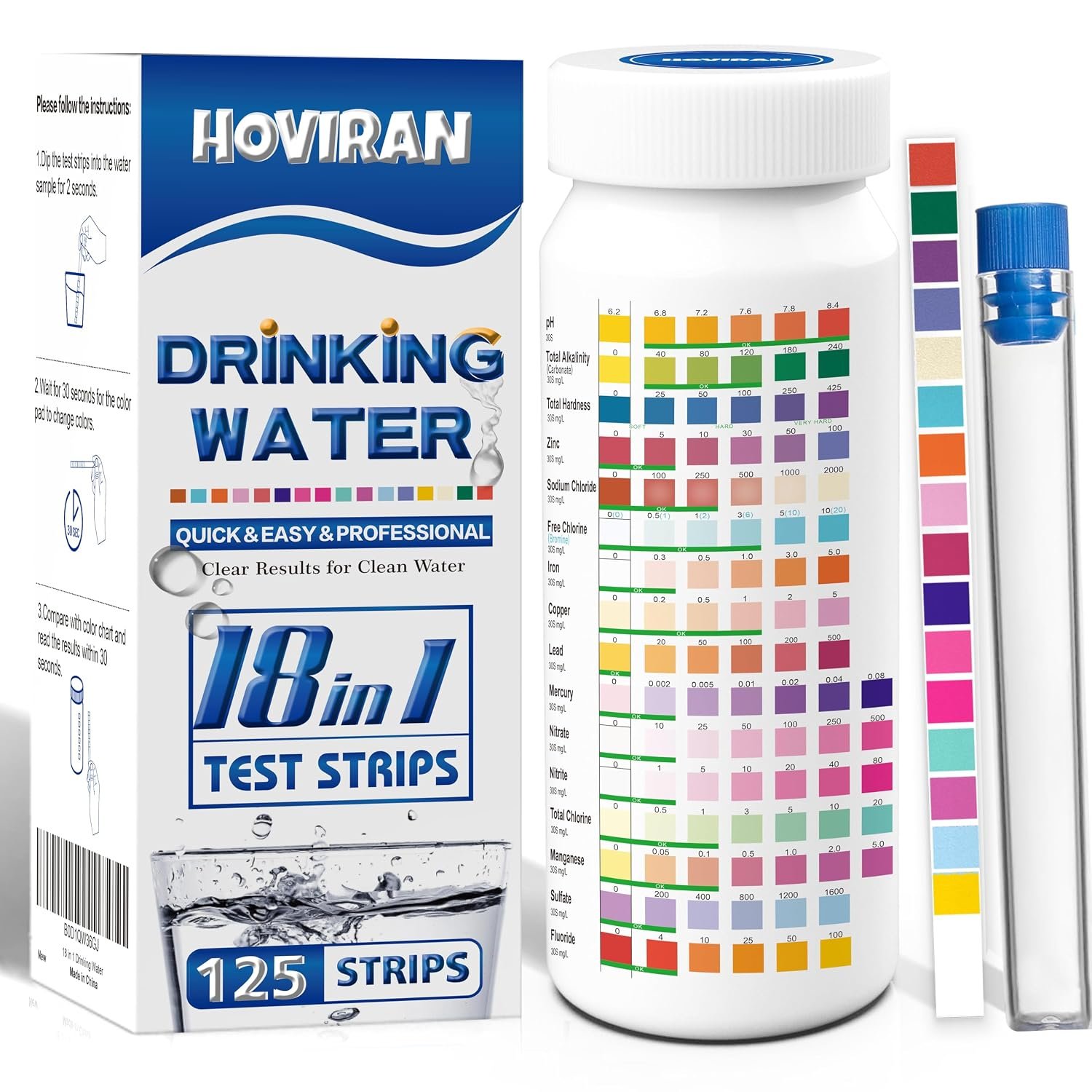 Drinking Water Test Strips 125ct 18 Parameters, Home Water Test Kit