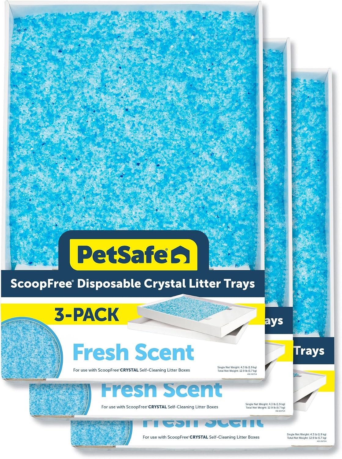 PetSafe ScoopFree Disposable Crystal Cat Litter Tray, Fresh Scent, 3 Pack