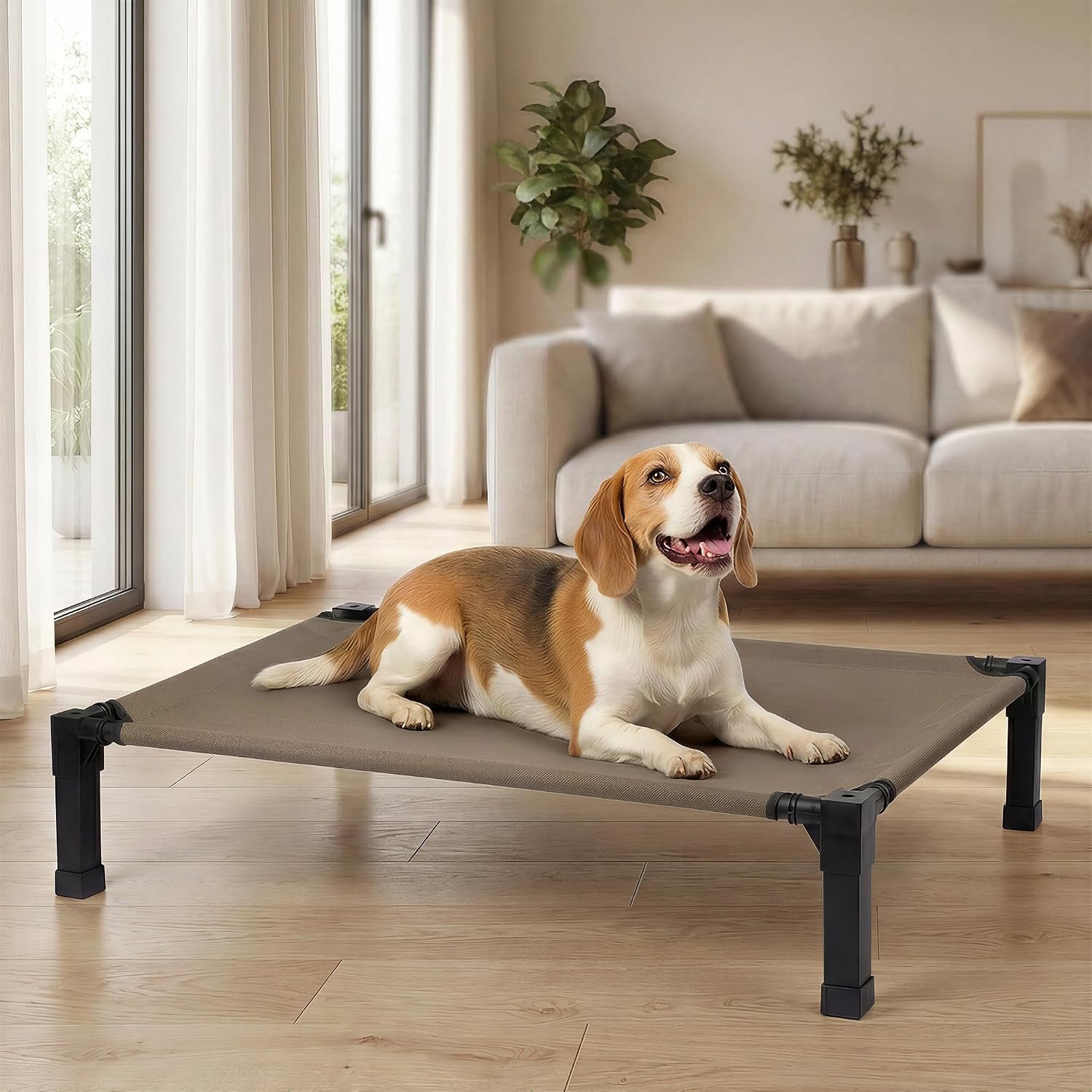 Niubya Elevated Outdoor Dog Bed, Raised Dog Bed with Steel Framed 42in