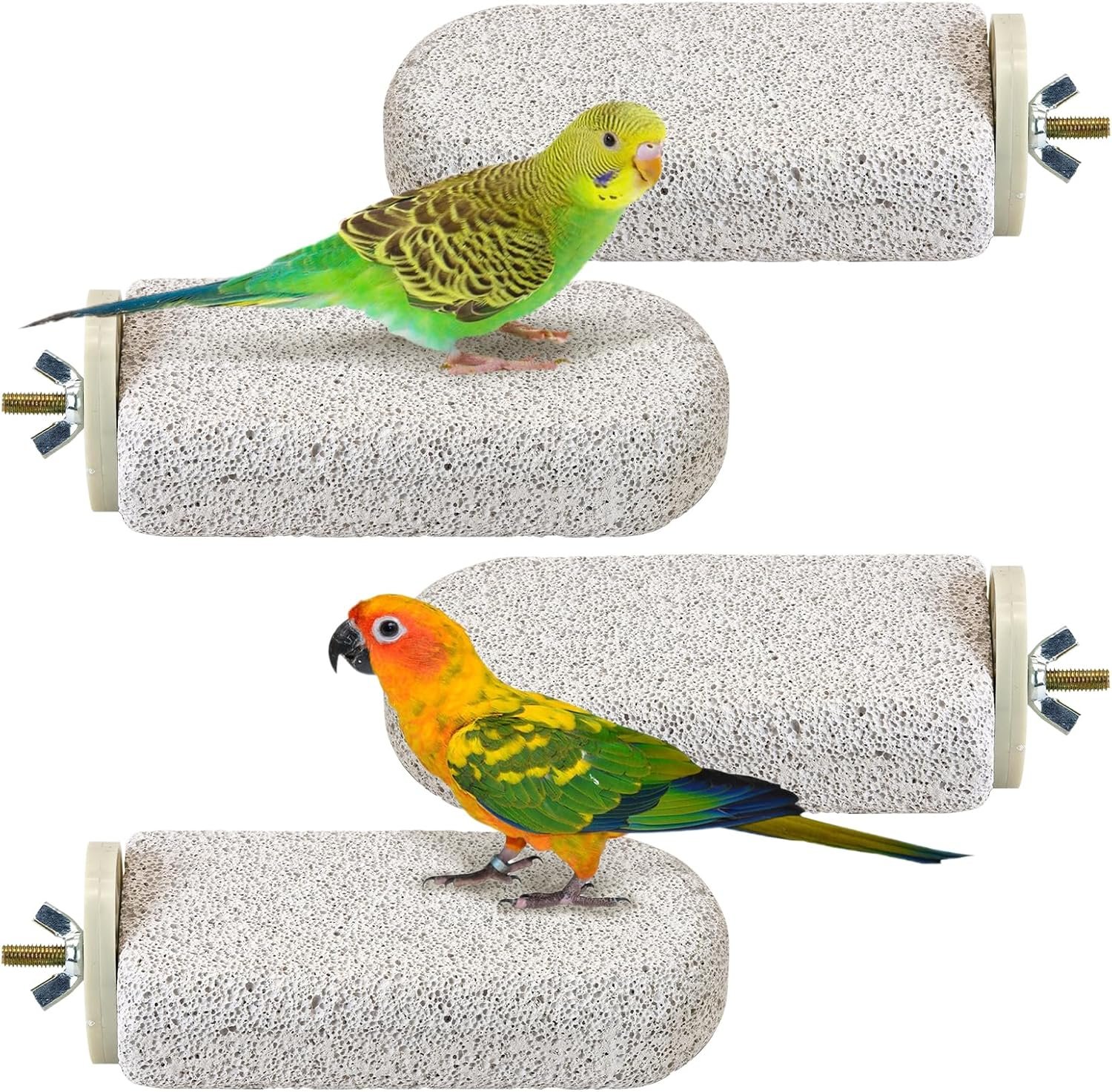 BNOSDM 4 Pcs Bird Beak Grinding Stone Calcium Parrot Perch Stand 4.7*2.6in