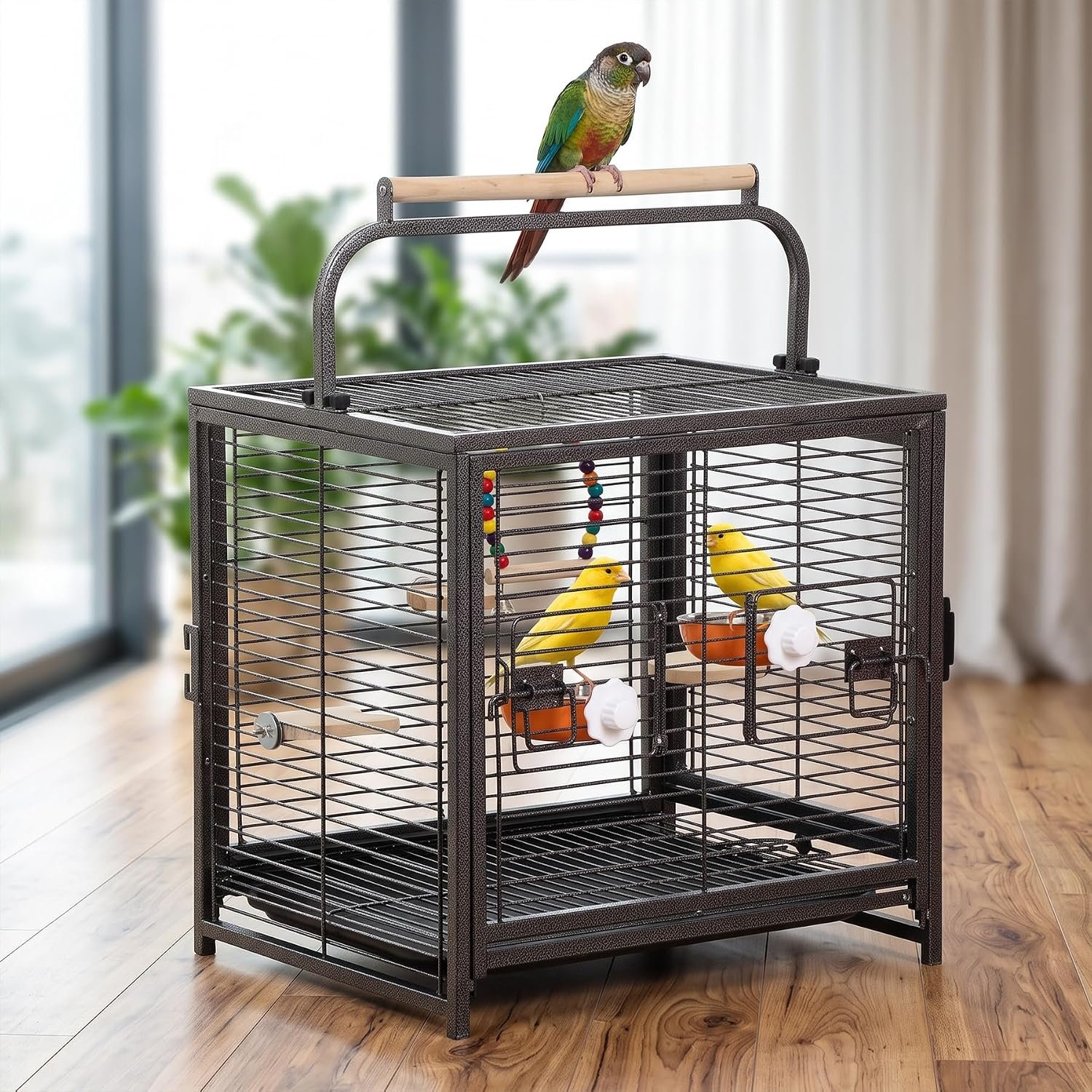 SUPER DEAL 25 Inch Bird Cage with Handle for Parakeet Cockatiel
