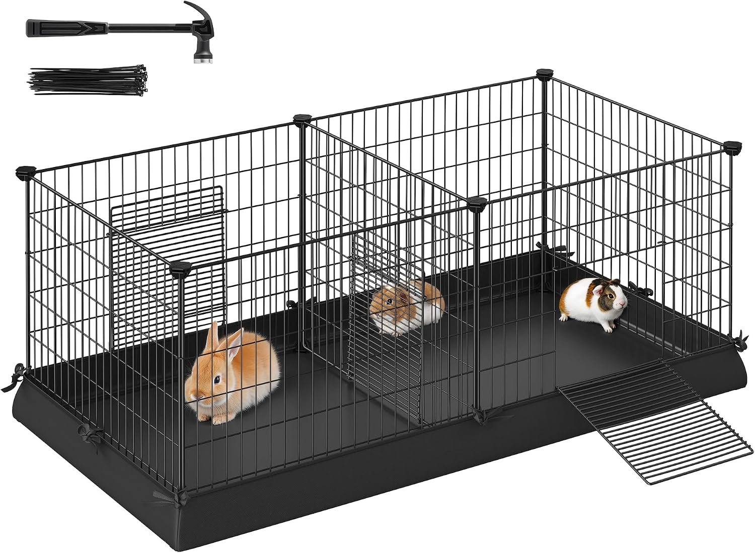 SONGMICS Guinea Pig Cage, Small Animal Playpen with Washable Liner