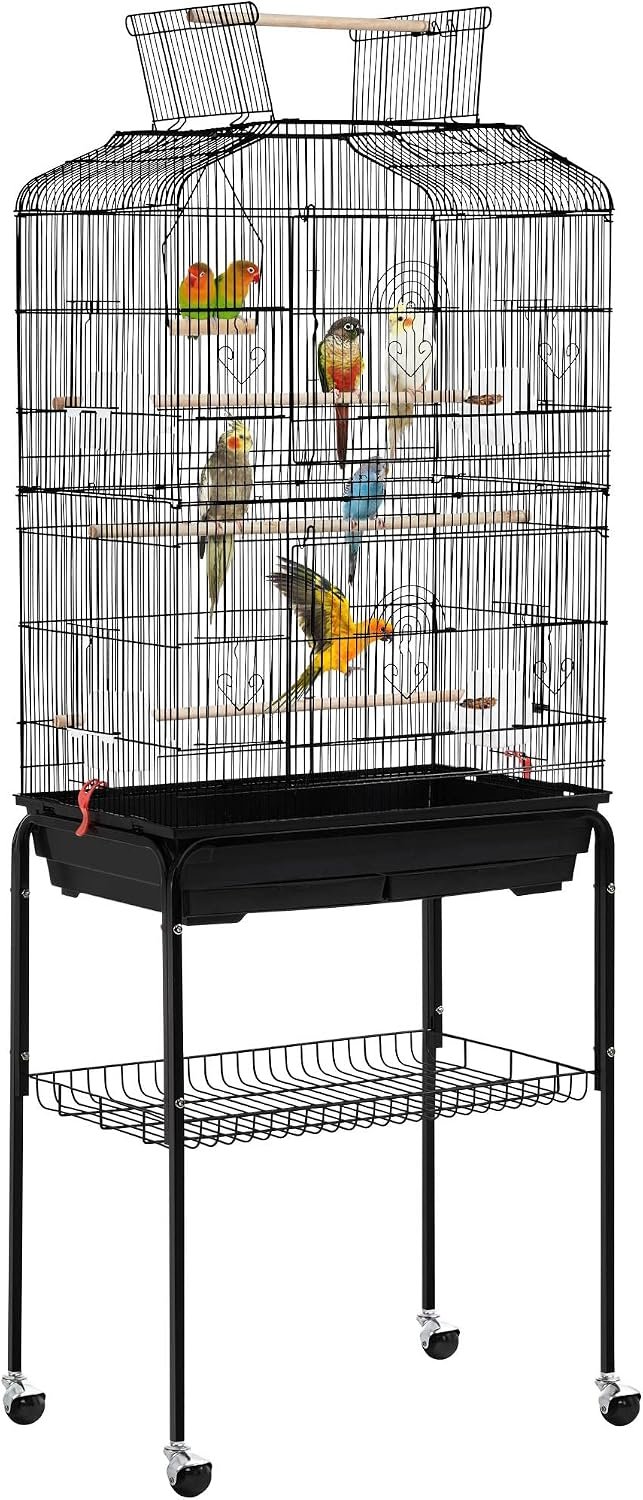 Yaheetech 67.5inch Height Extra Large Bird Cage Cockatiel Cage Metal Parrot Cage w/Slide-Out Tray & Feeders & Detachable Rolling Stand