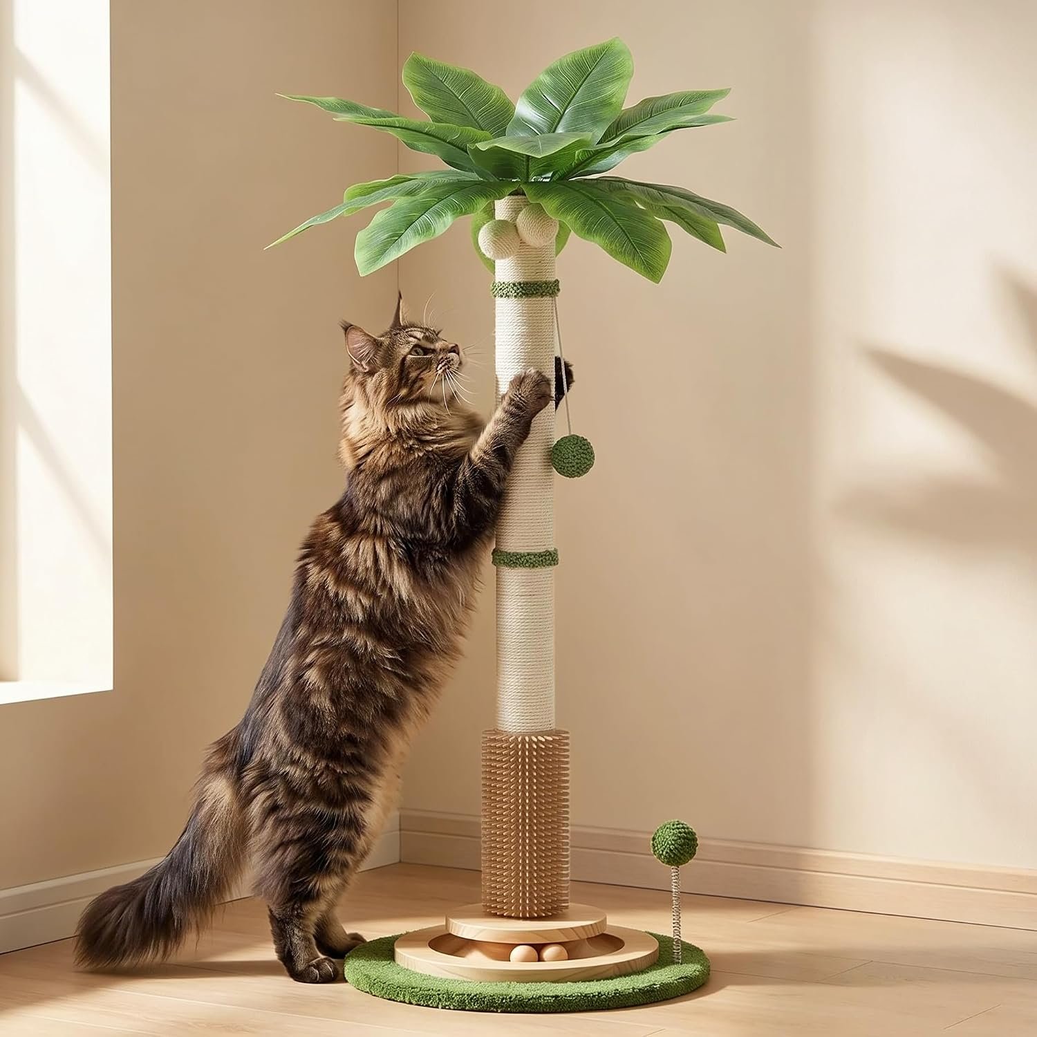 Tall Cat Scratching Post 46″ Cat Scratcher Tree with Heavy Base and Ball