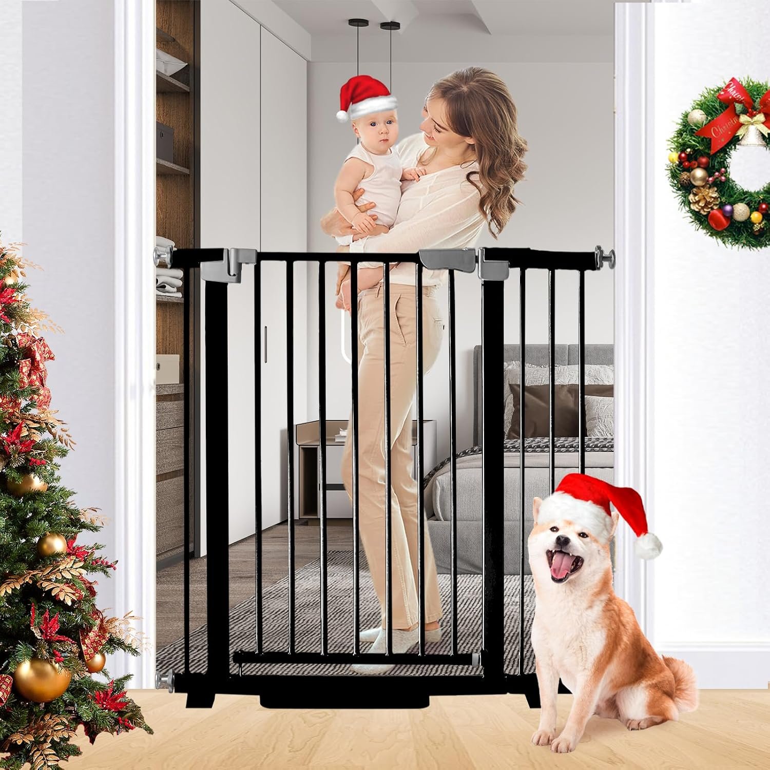 Rgqphantom 41″ Tall Safety Pet Gate,Adjustable 29.92″-43.71″ Wide (Black)