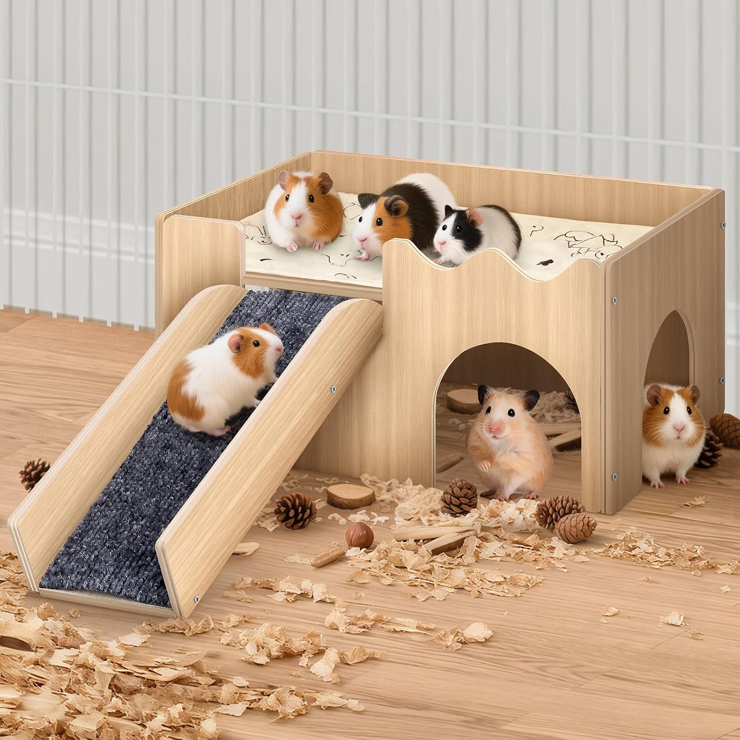 Upgraded Sturdy Wooden Guinea Pig Castle