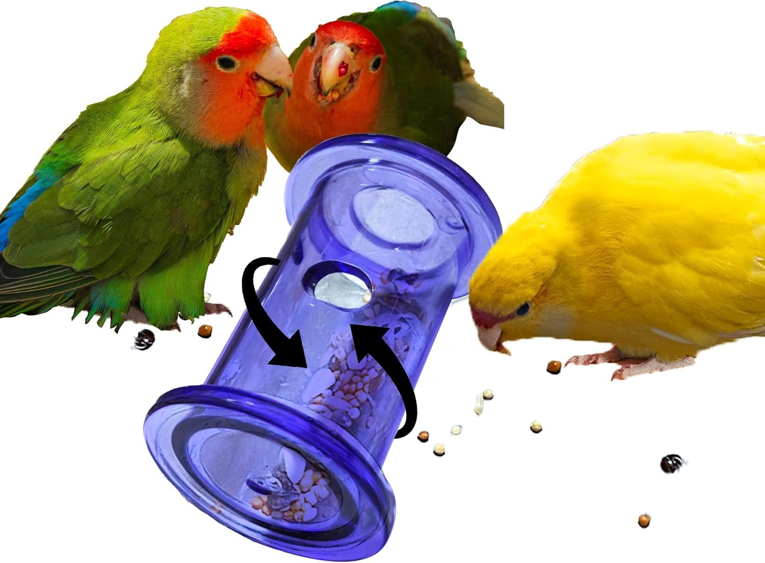Bird Foraging Toys, Interactive Parrot Puzzle Feeder for Mental Enrichment, Clear Acrylic Treat Dispenser Wheel for Small to Medium Birds, Cockatiel, Conure, Parakeet, Budgie (1 Pack)