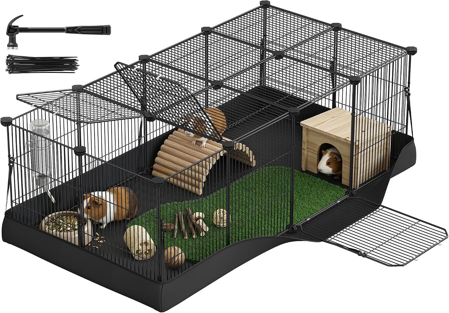 SONGMICS Guinea Pig Cage，Small Animal Playpen with Lid