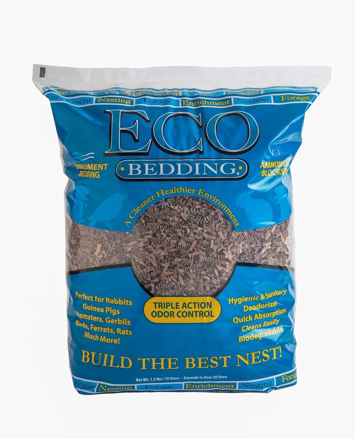 ECO BEDDING 99% Dust Free Paper Bedding for Small Pets and Birds, Odor Control, 1.5 lb (Expands to 30 L)