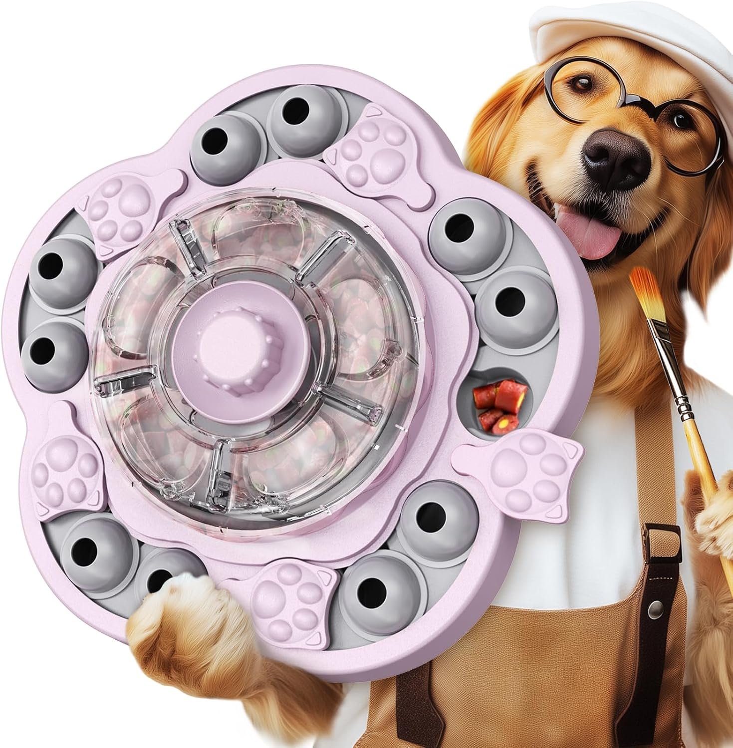 KADTC 3-Level Dog Puzzle Toy, Spin to Release Treat Dispenser, Slow Feeder