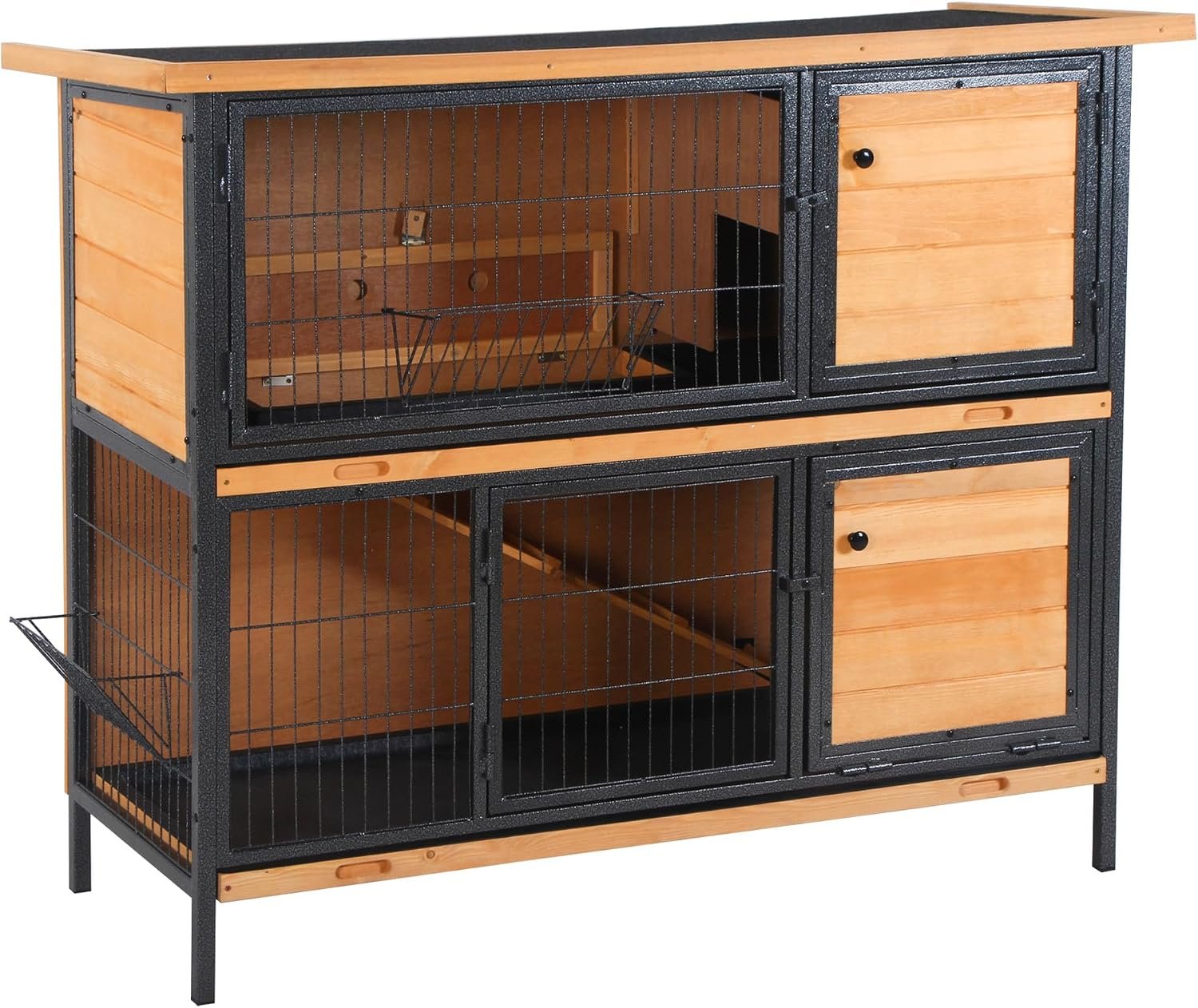 PawHut 48″ 2-Story Large Rabbit Hutch with Metal Frame, Ramp for Rabbits