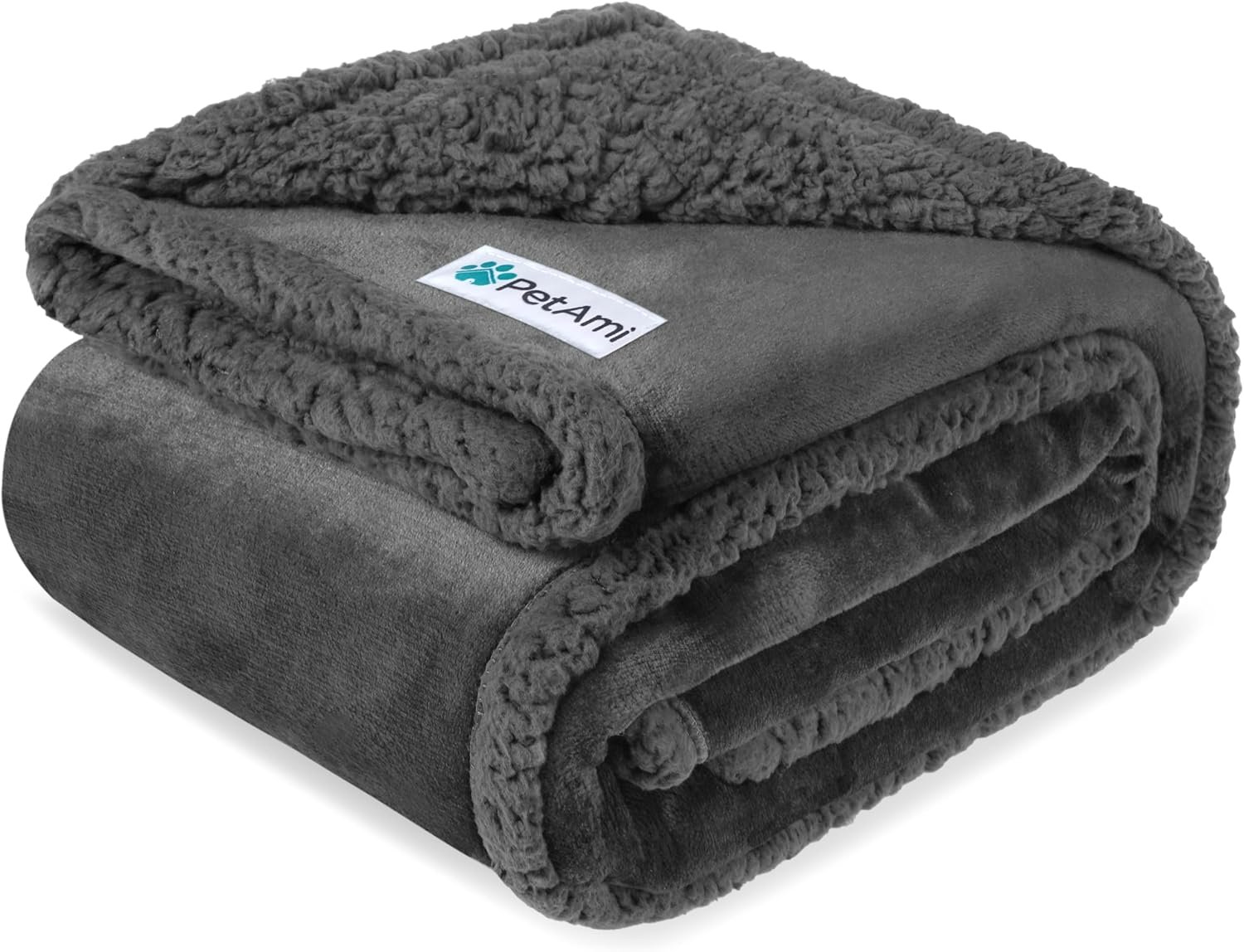 PetAmi Waterproof Dog Blanket for Large Dog Cat Pet, 60×80, Grey Sherpa