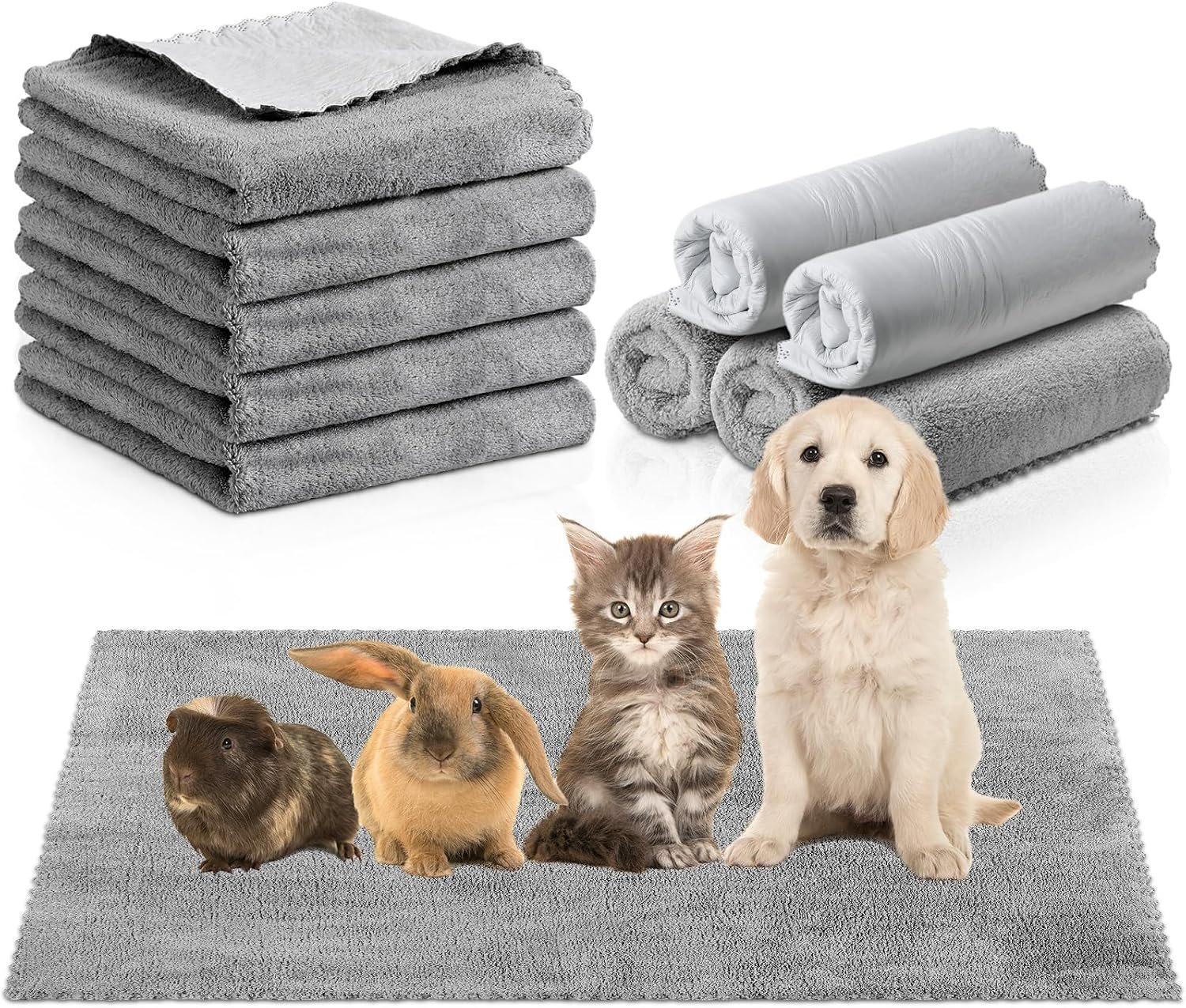 SmoothNovelty 5 Pcs Waterproof Guinea Pig Cage Liner, Gray, 22 x 47 Inch